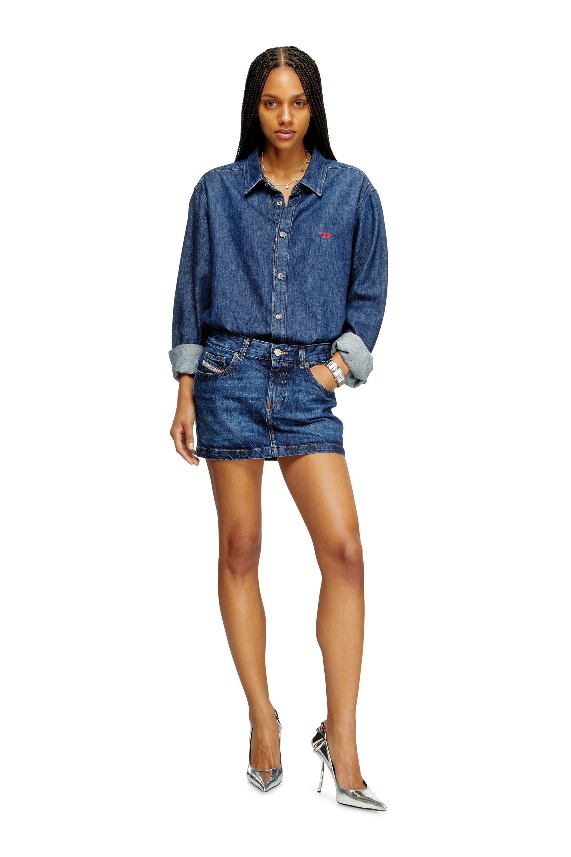 Diesel - DE-RON, Minifalda en denim Mujer in Azul marino - 1