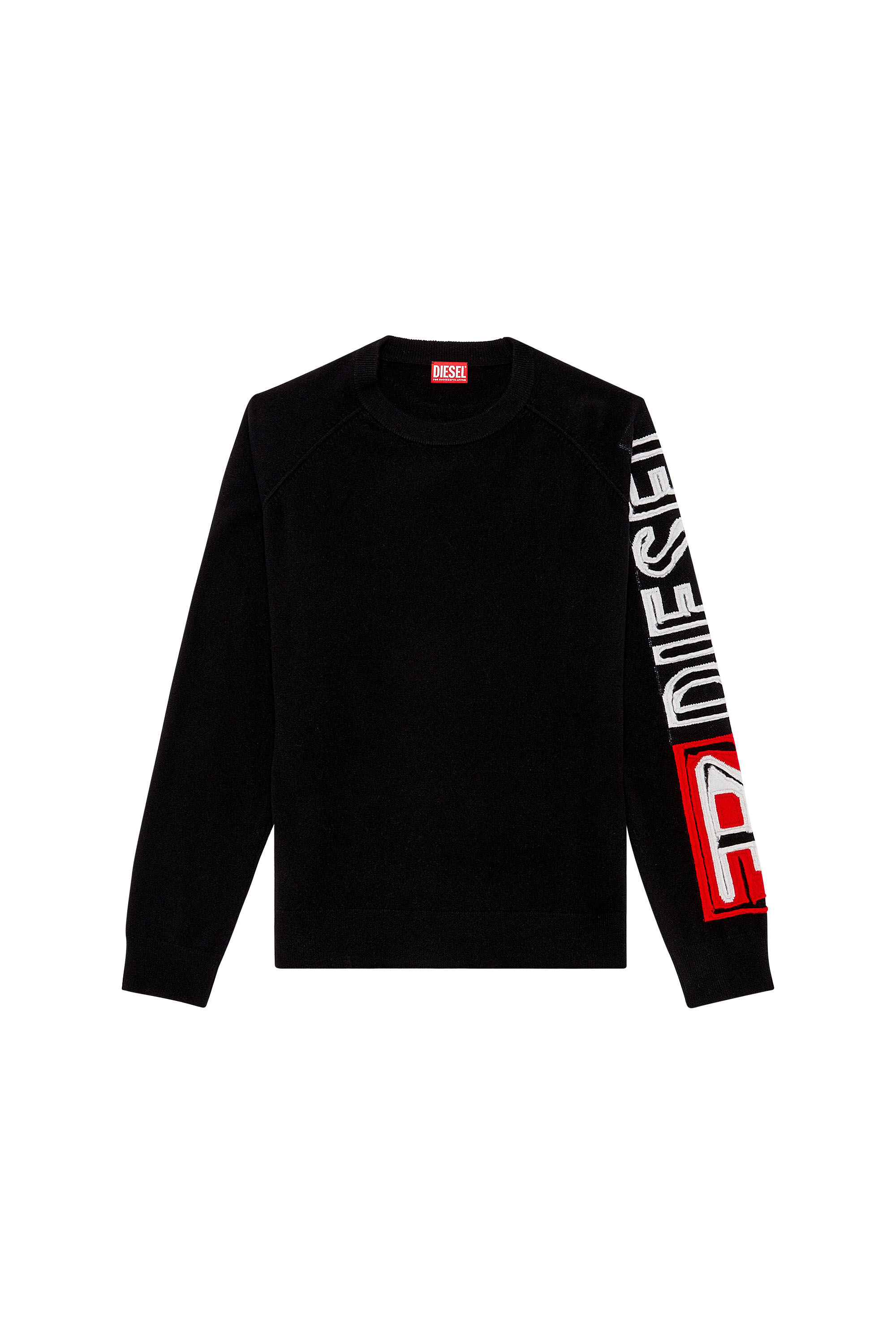 Diesel - K-SARIA-A, Jersey con logotipo intarsia despegado Hombre in Negro - 2