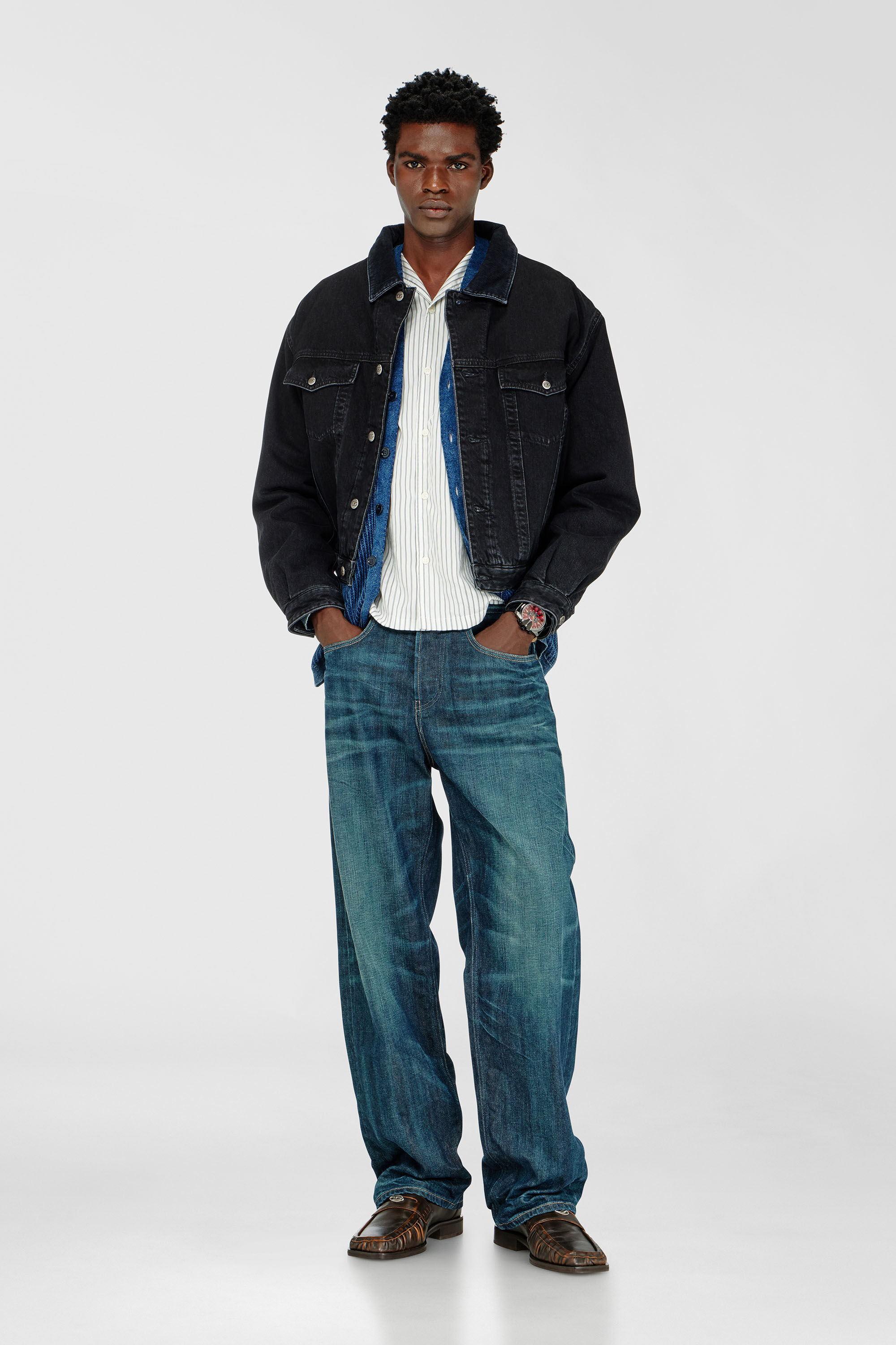 Diesel - D-RANGER-T, Cazadora trucker acolchada en denim Unisex in Negro - 1