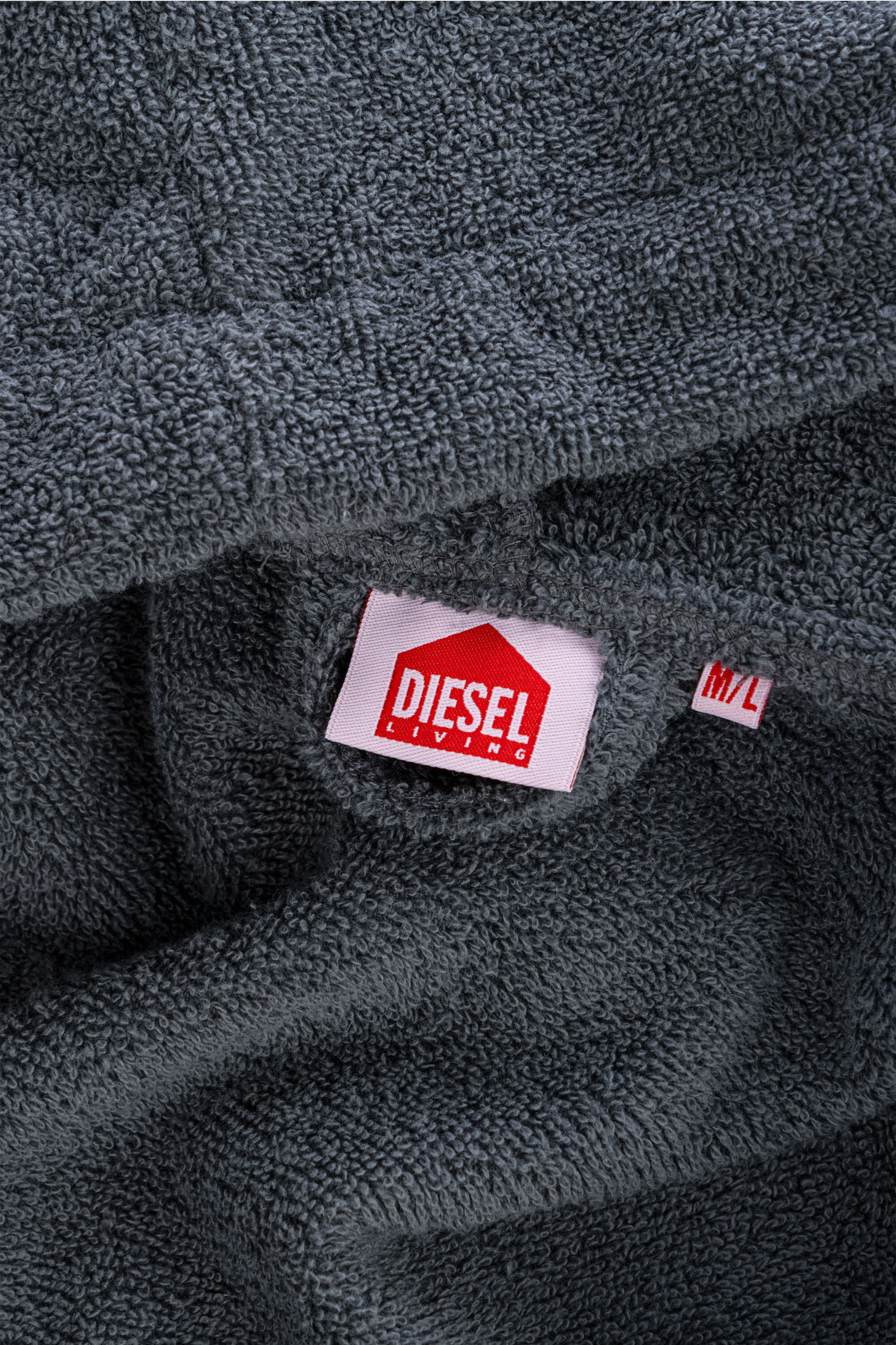 Diesel - 1015111 LOGO-COTTON BATHROBE SIZE M/L GR, Albornoz de Felpa de Algod&oacute;n, talla M/L Unisex in Gris - 3