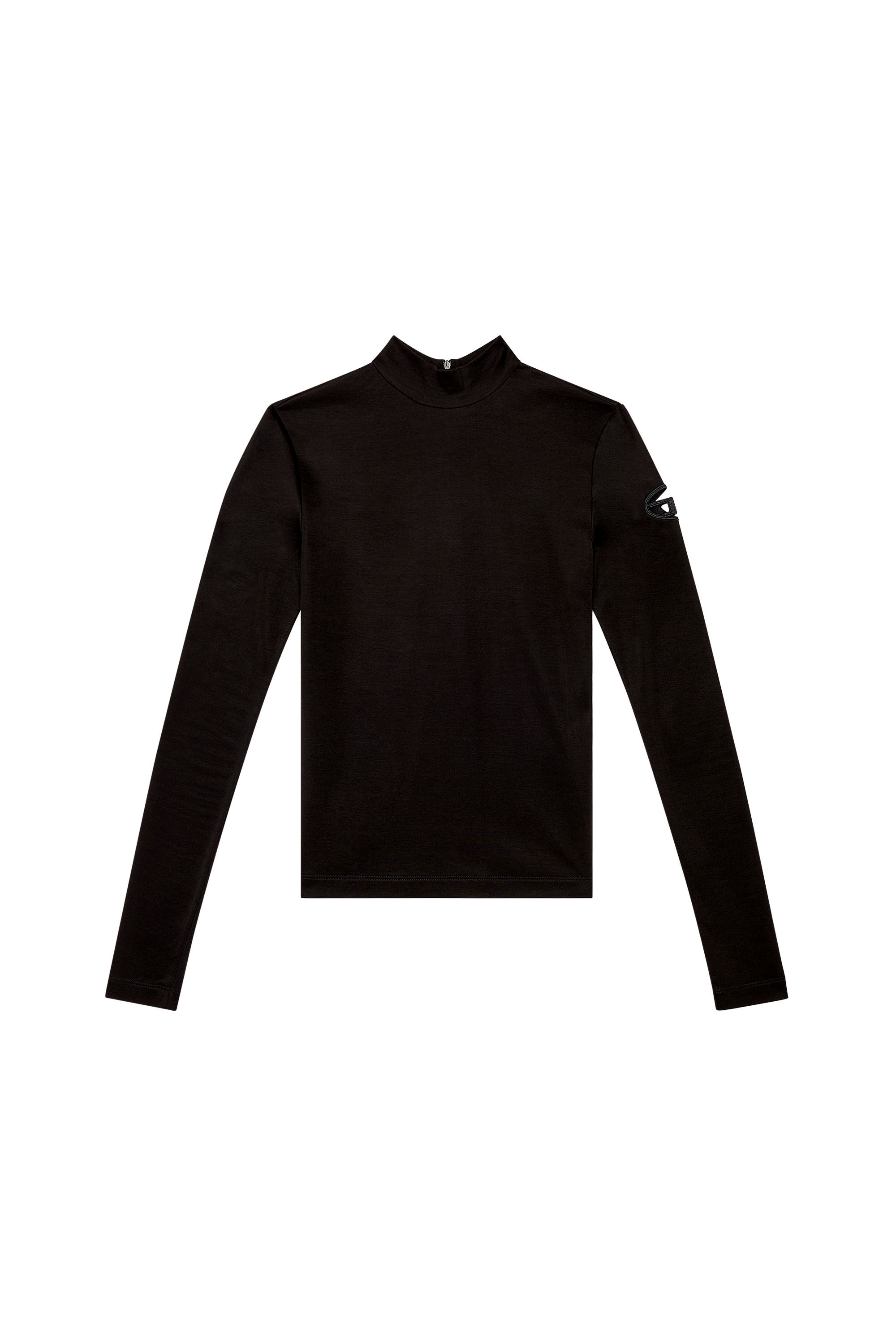 Diesel - T-ASTRA-OD, Camiseta de medio cuello alto de tejido elástico interlock Mujer in Negro - 2