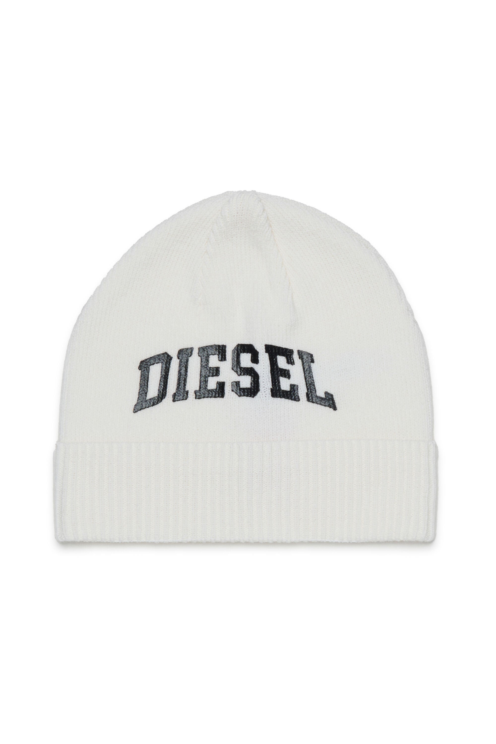 Diesel - FBAND, Unisex's Wool-blend beanie with logo in White - 1