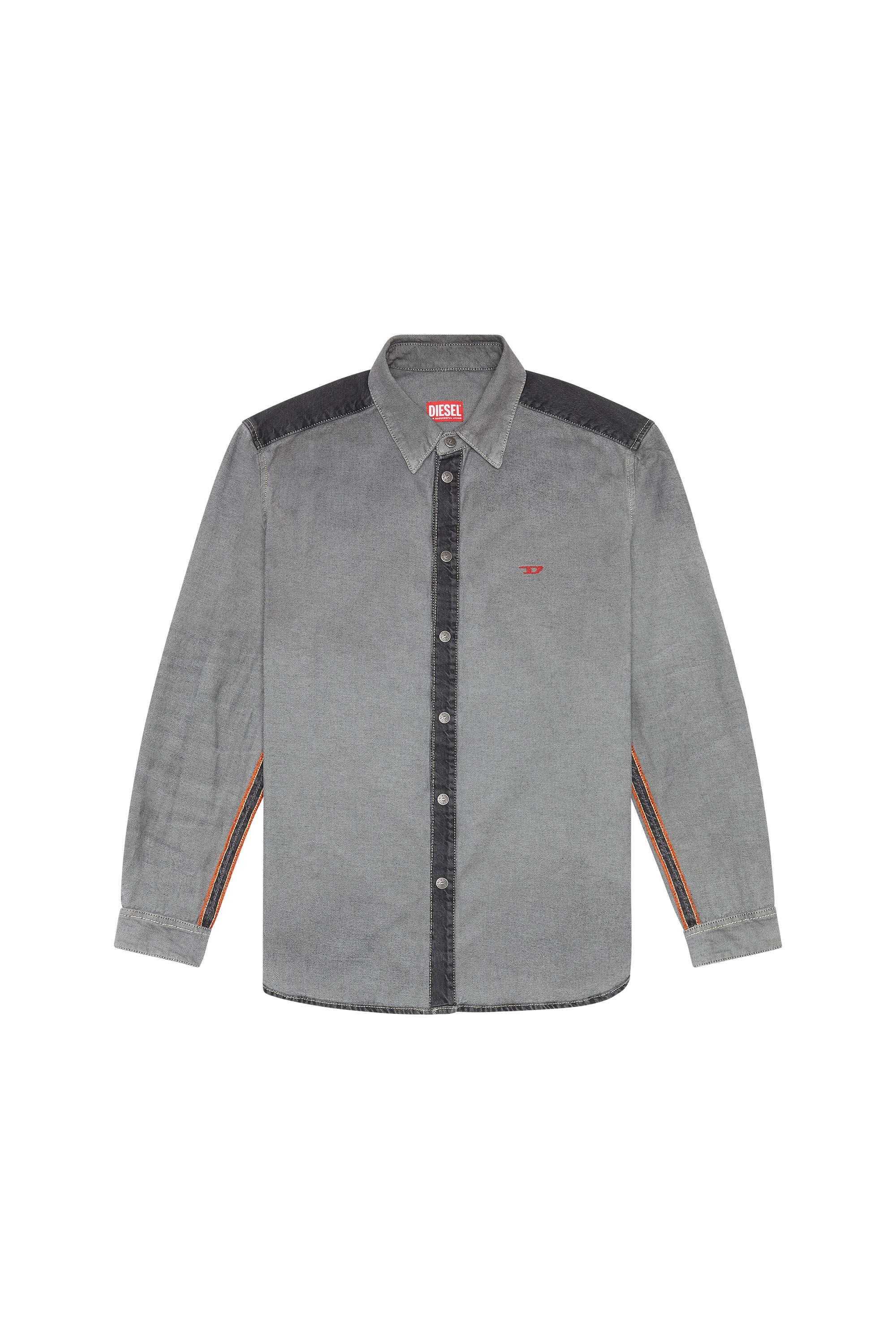 Diesel - D-SIMPLY-SP1-S, Camisa en denim de dos tonos Hombre in Gris - 2