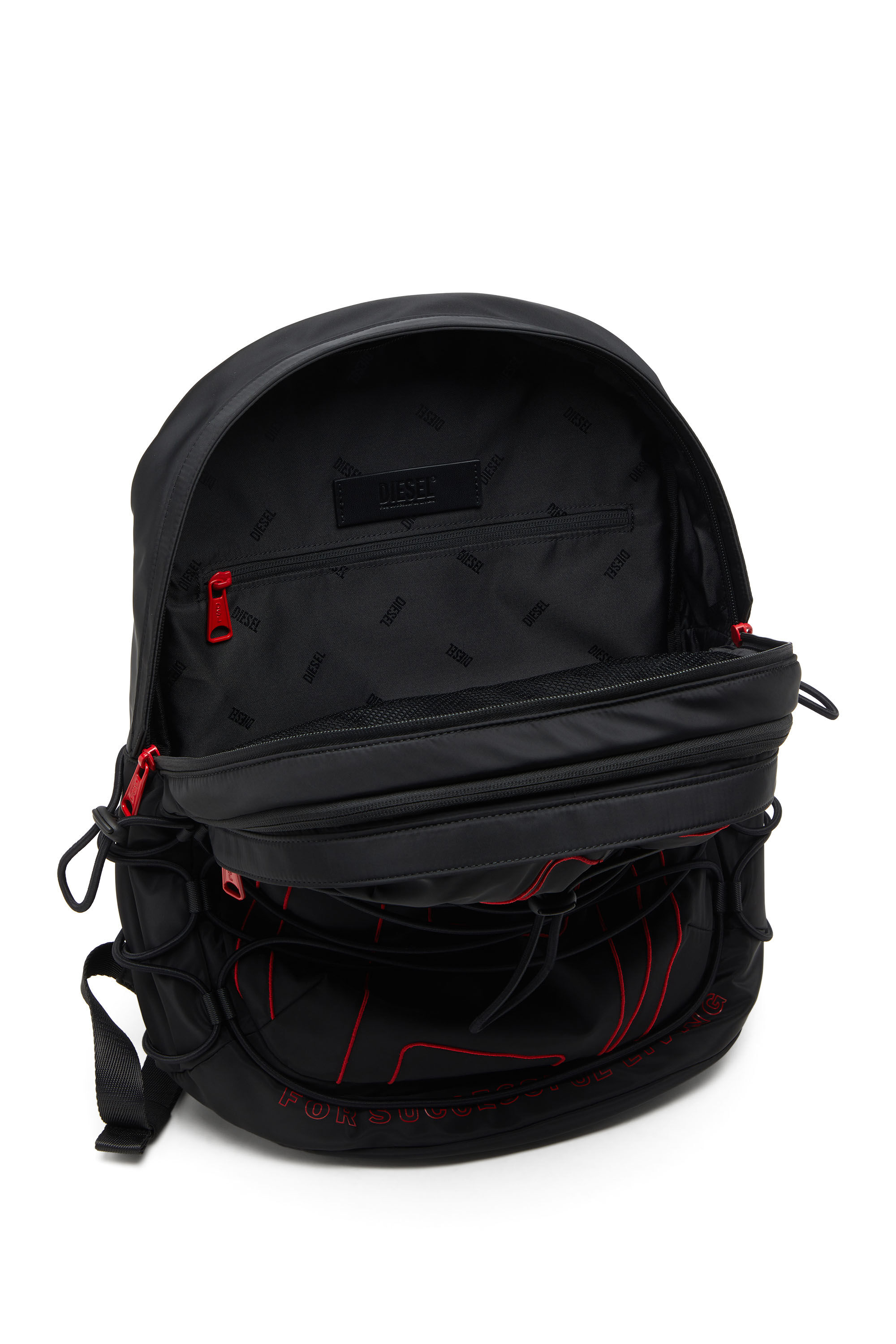 Diesel - TECH-D BACKPACK X, Tech-D-Mochila de nailon con logotipo Oval D bordado Unisex in Negro - 2