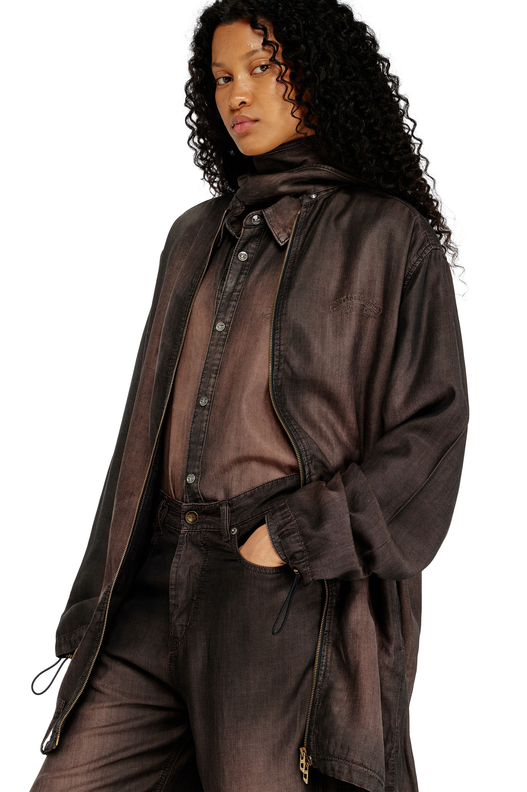 Diesel - DE-TROIT-S, Chaqueta ligera de denim fluido recubierto Mujer in ToBeDefined - 5