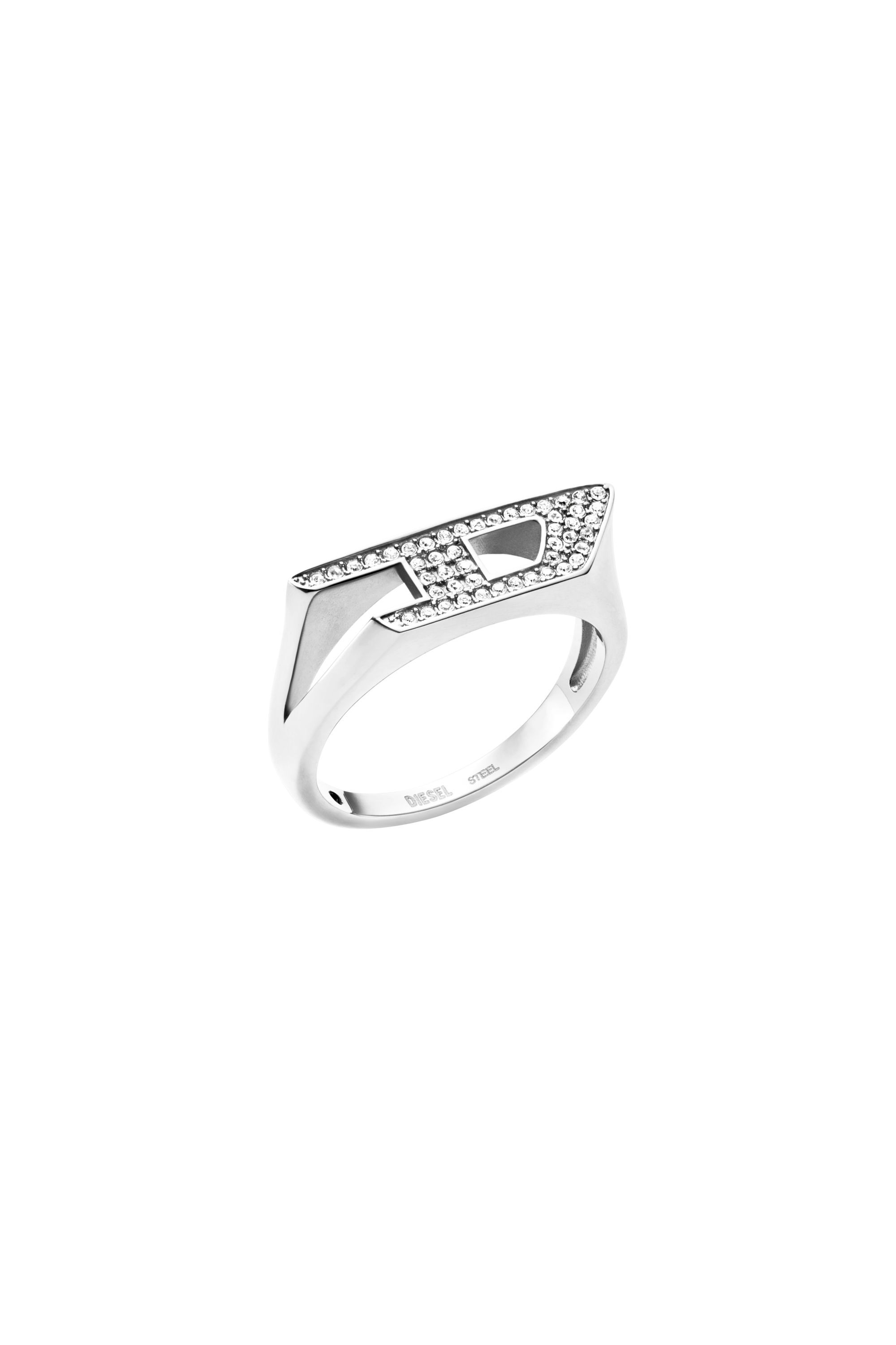 Diesel - DX1629040 JEWELLERY, Anillo sello de acero inoxidable con brillo Unisex in Plateado - 1
