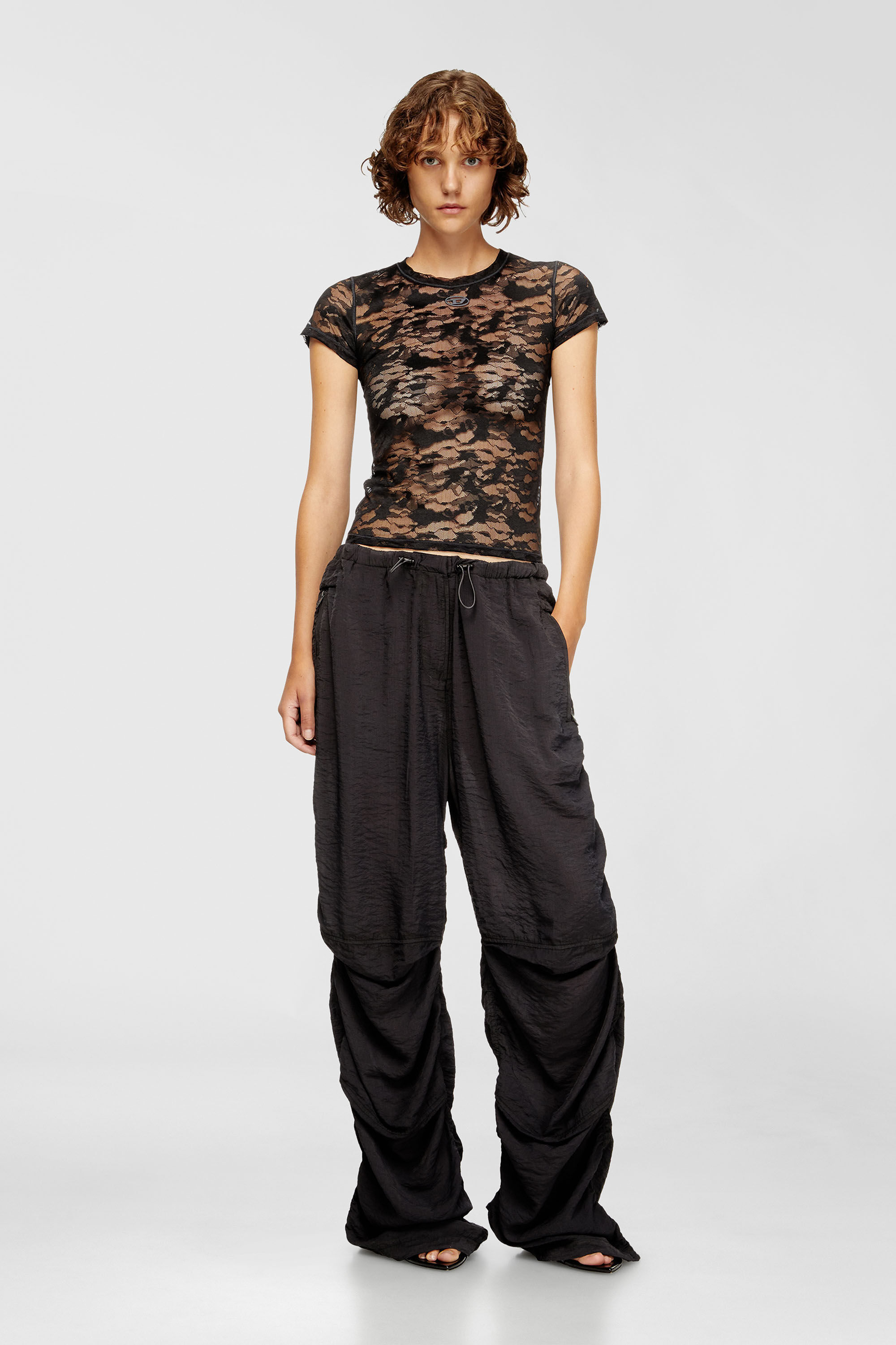 Diesel - KASIA-UTLT, Camiseta de encaje camuflado Mujer in Negro - 6
