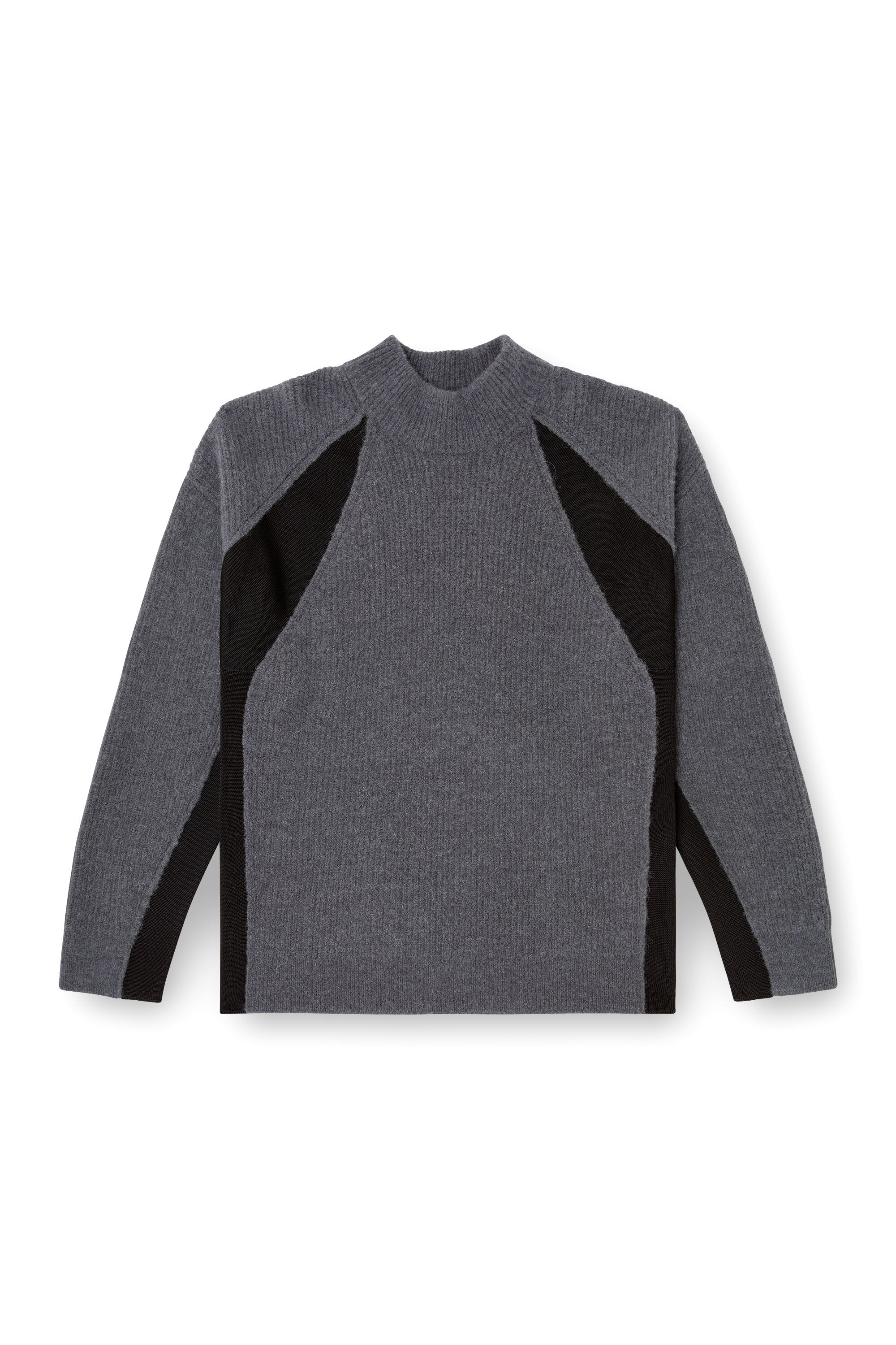 Diesel - K-LOLLO-TN, Jersey de mezcla de alpaca con inserciones de tejido contrastantes Hombre in Gris - 2