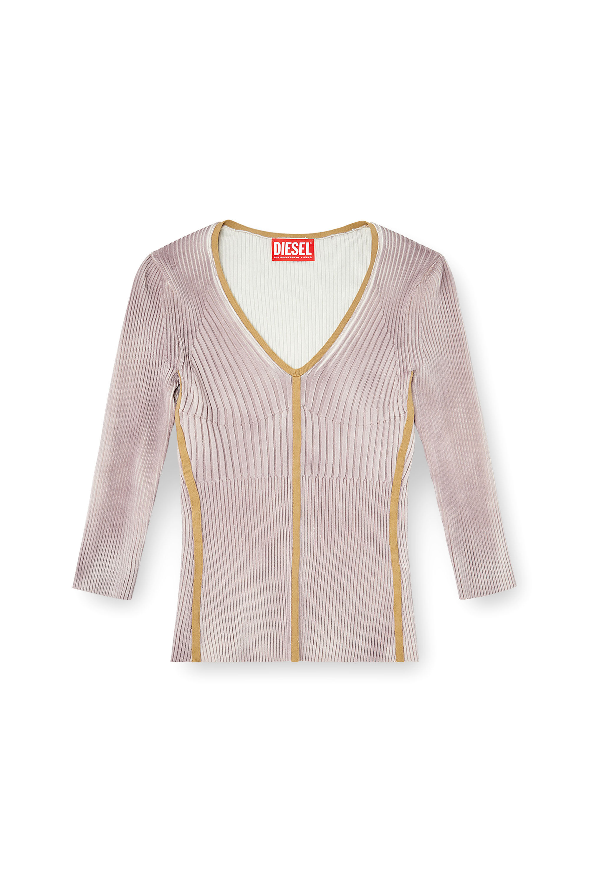 Diesel - M-SARMANI, Jersey de punto con cuello de pico y bandas en contraste Mujer in ToBeDefined - 2