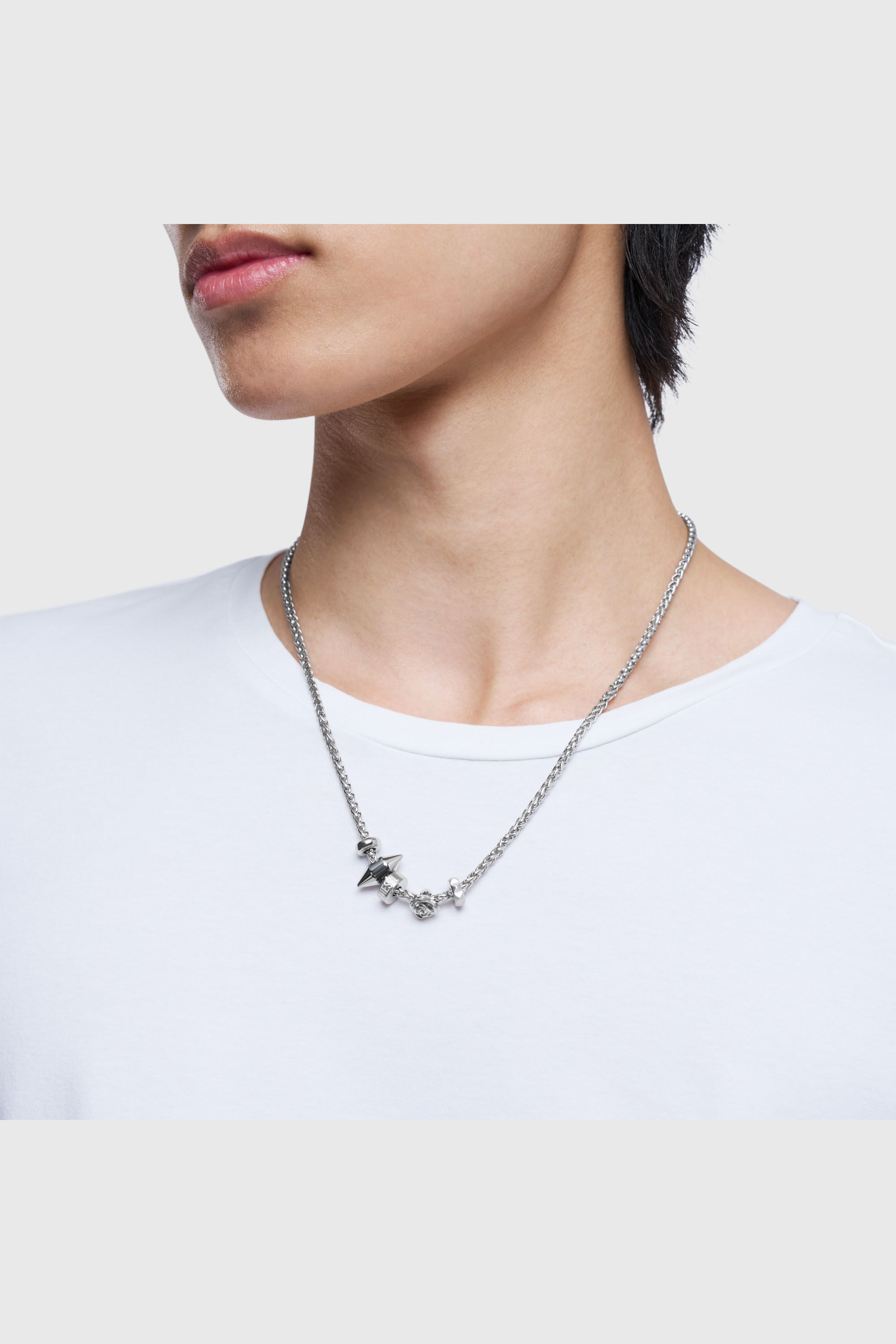 Diesel - DX1623040 JEWELLERY, Collar con colgante de acero inoxidable Unisex in Plateado - 4
