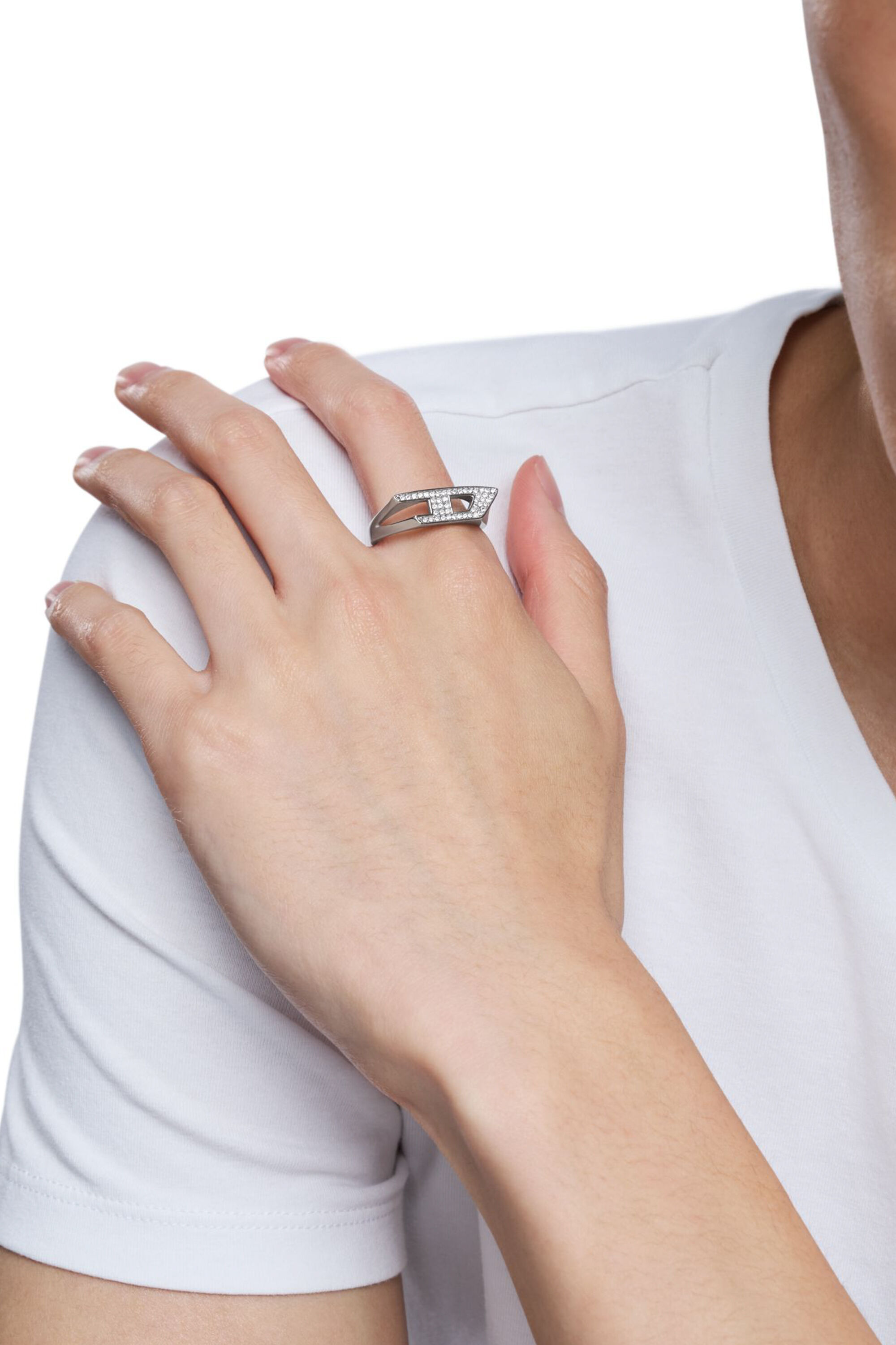 Diesel - DX1629040 JEWELLERY, Anillo sello de acero inoxidable con brillo Unisex in Plateado - 6