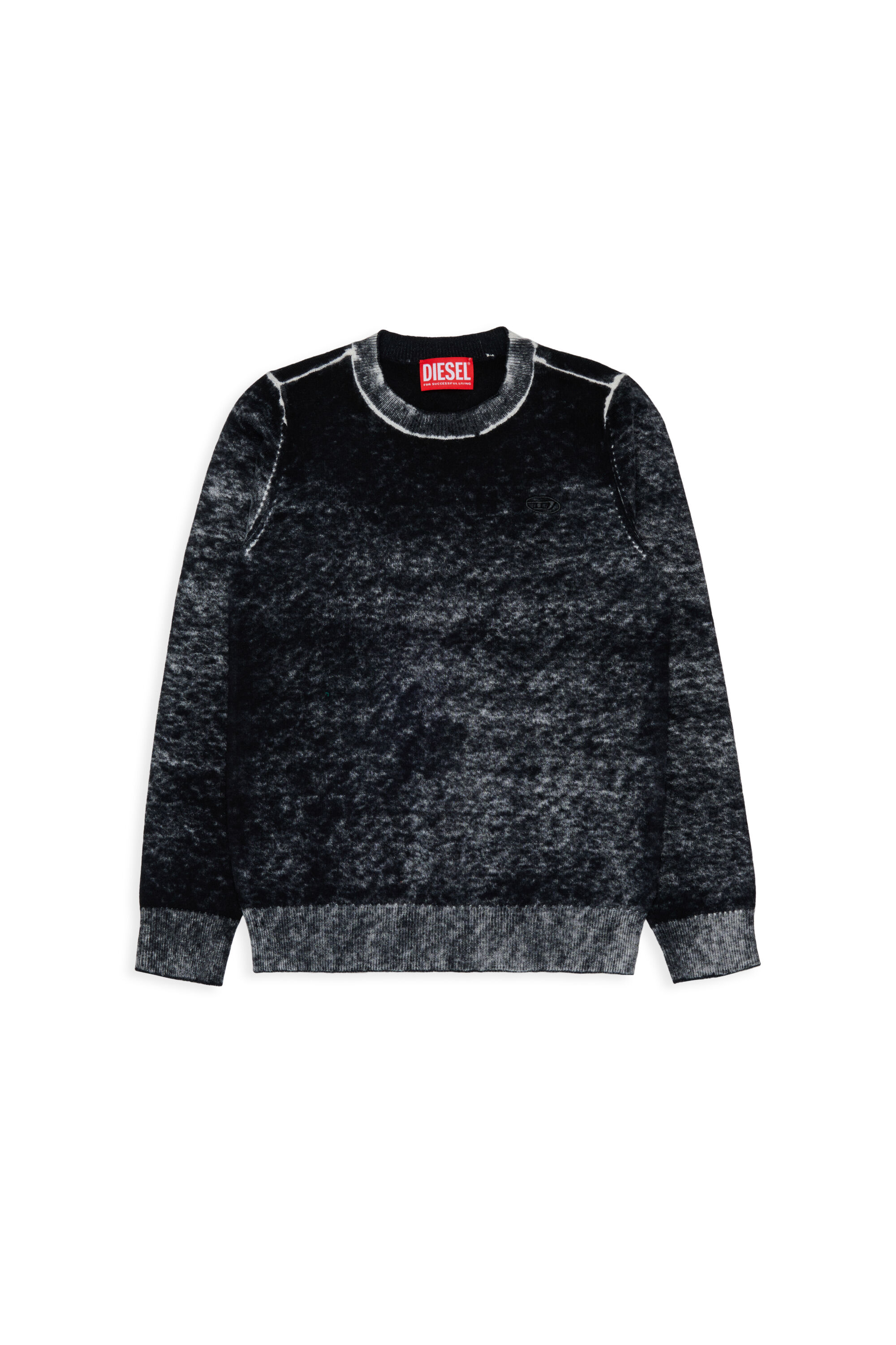 Diesel - KJEMR, Man's Wool-blend sweater with irregular colour effect in Black - 1