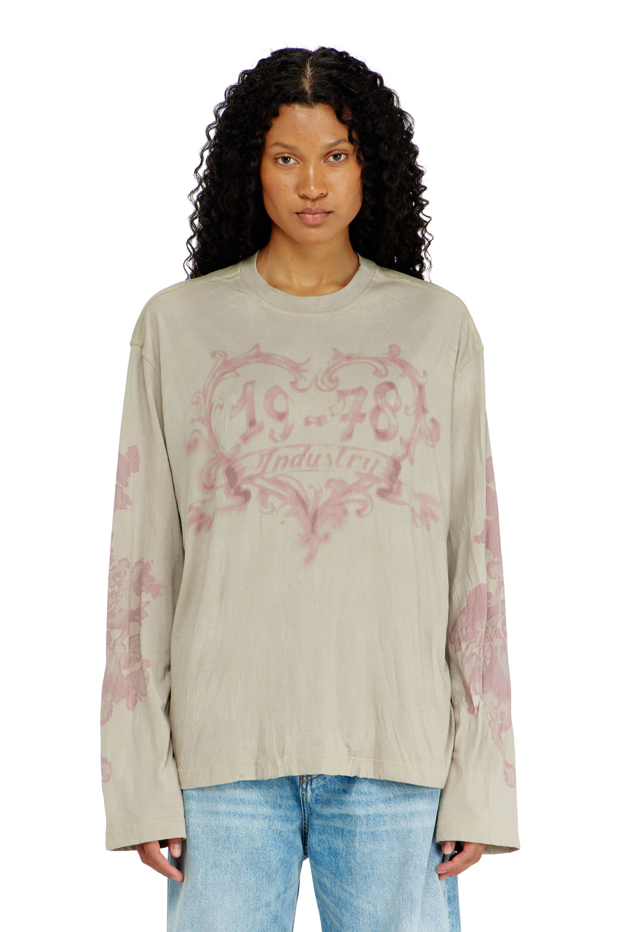 Diesel - T-HILARY-LS-AA1, Camiseta de manga larga de algod&oacute;n con estampado gr&aacute;fico Mujer in ToBeDefined - 2