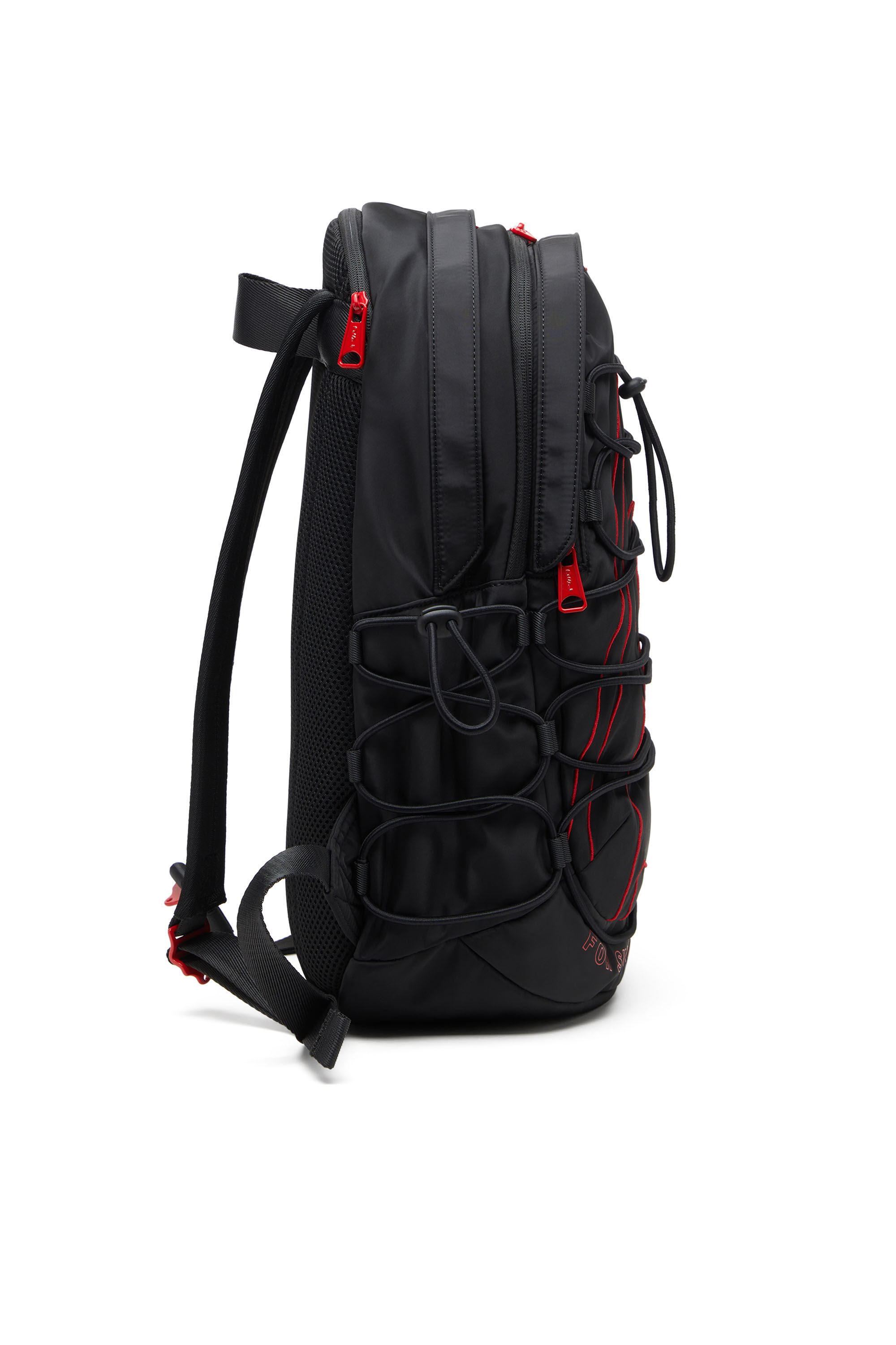 Diesel - TECH-D BACKPACK X, Tech-D-Mochila de nailon con logotipo Oval D bordado Unisex in Negro - 4