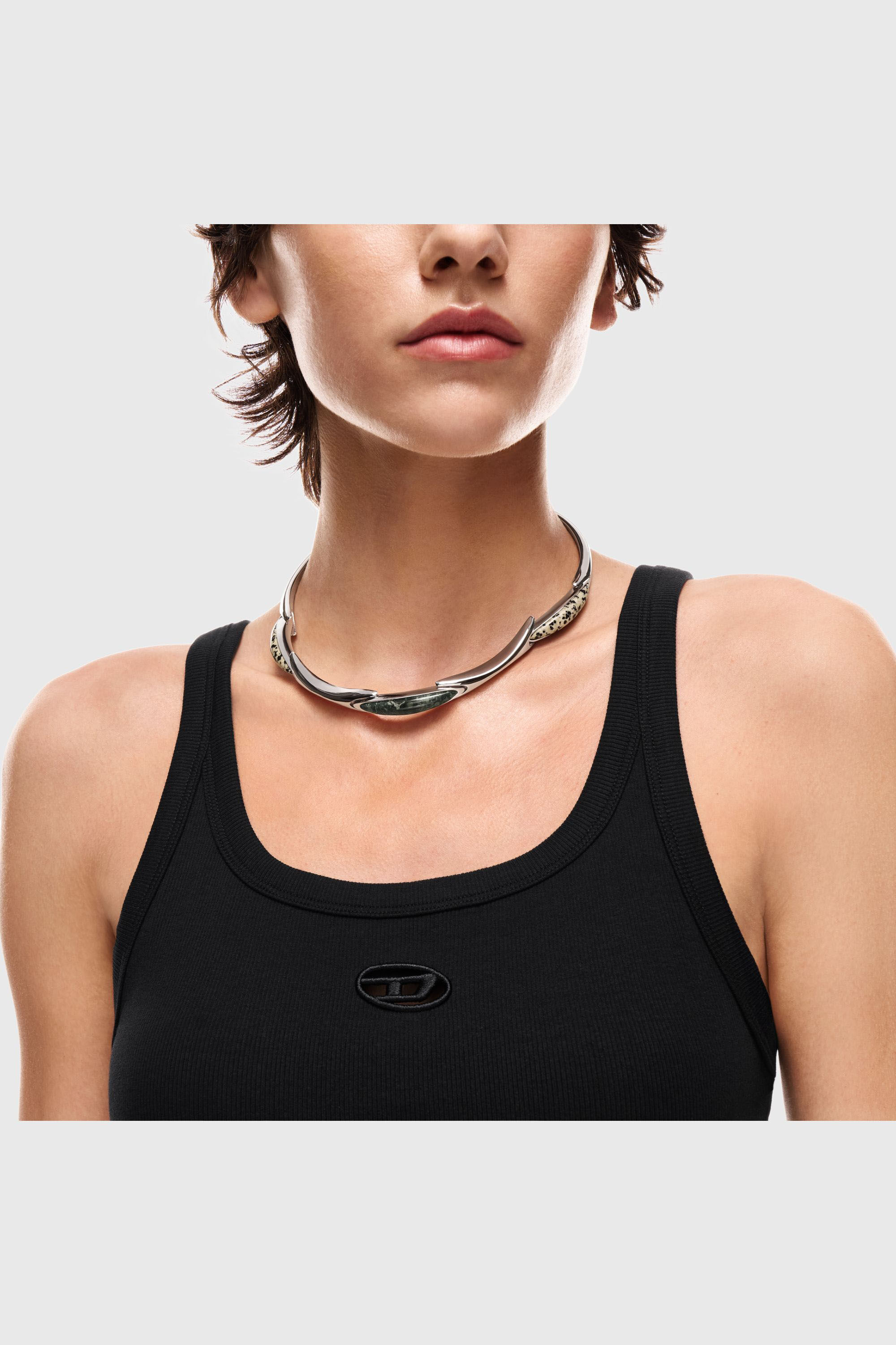 Diesel - DX167740 JEWELLERY, Collar gargantilla de acero inoxidable Unisex in Plateado - 3
