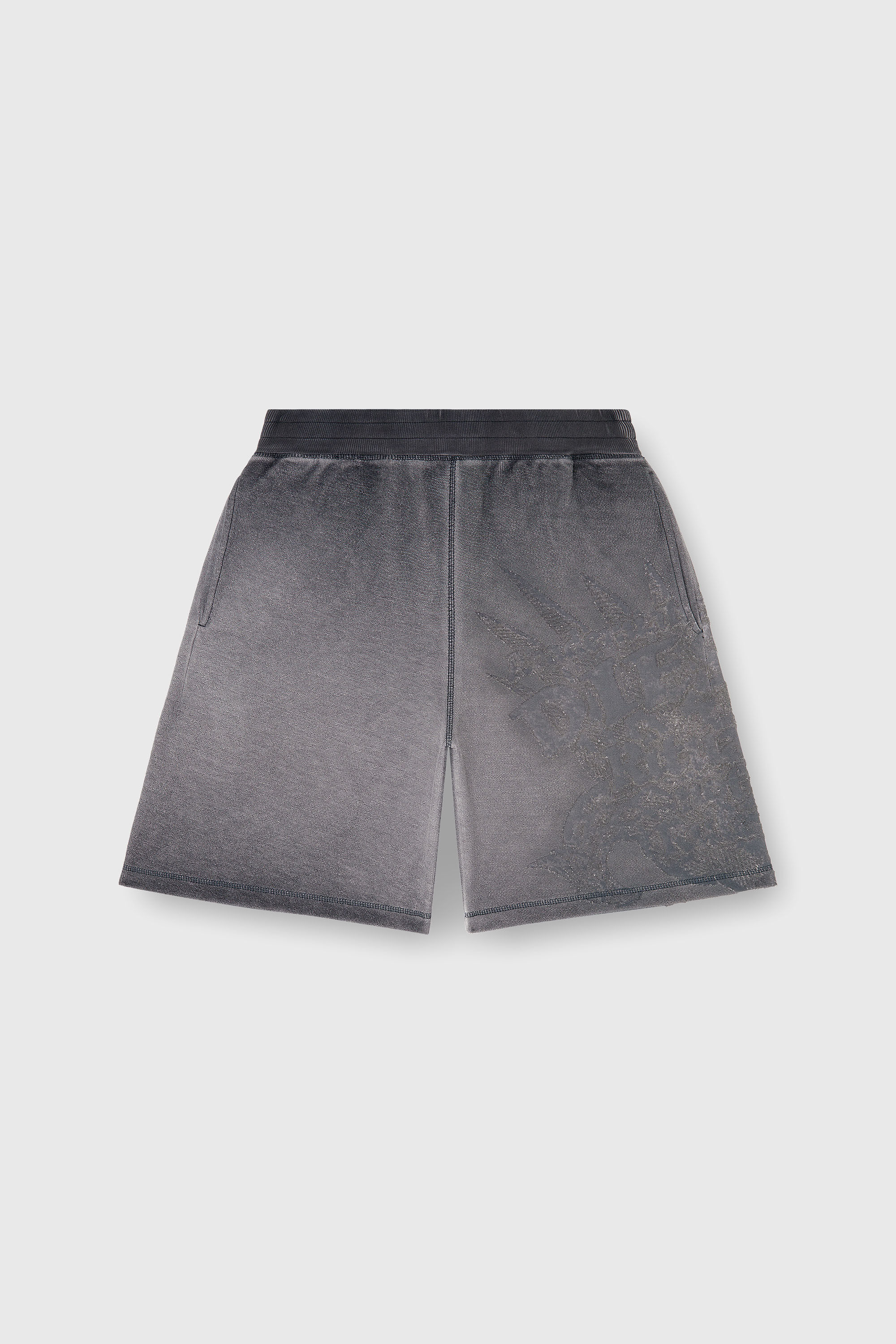 Diesel - P-RAWCROW, Pantalones cortos tipo sudadera con motivos devor&eacute; Hombre in Gris - 2