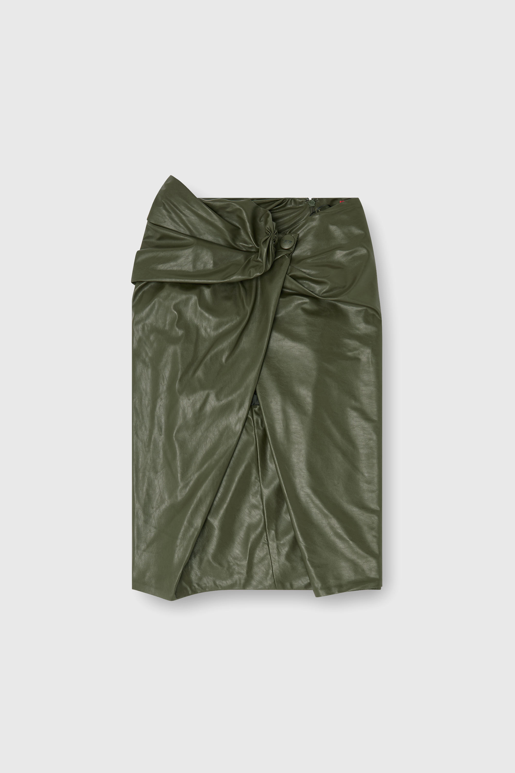 Diesel - O-DASLI, Falda l&aacute;piz drapeada con abertura Mujer in Verde - 2