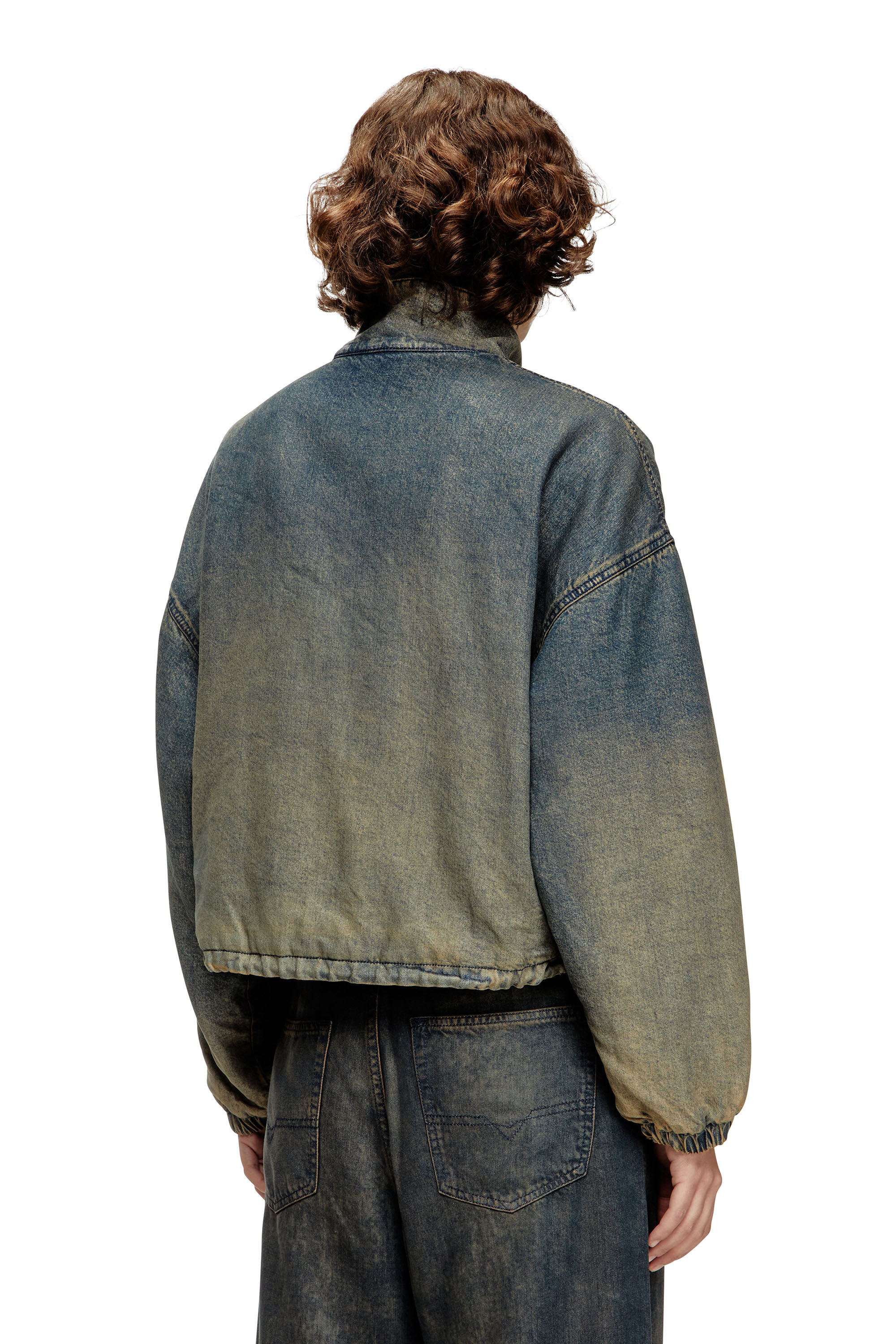 Diesel - DE-FLOWER-S, Chaqueta con cremallera de denim degradado fluido Mujer in Azul marino - 4