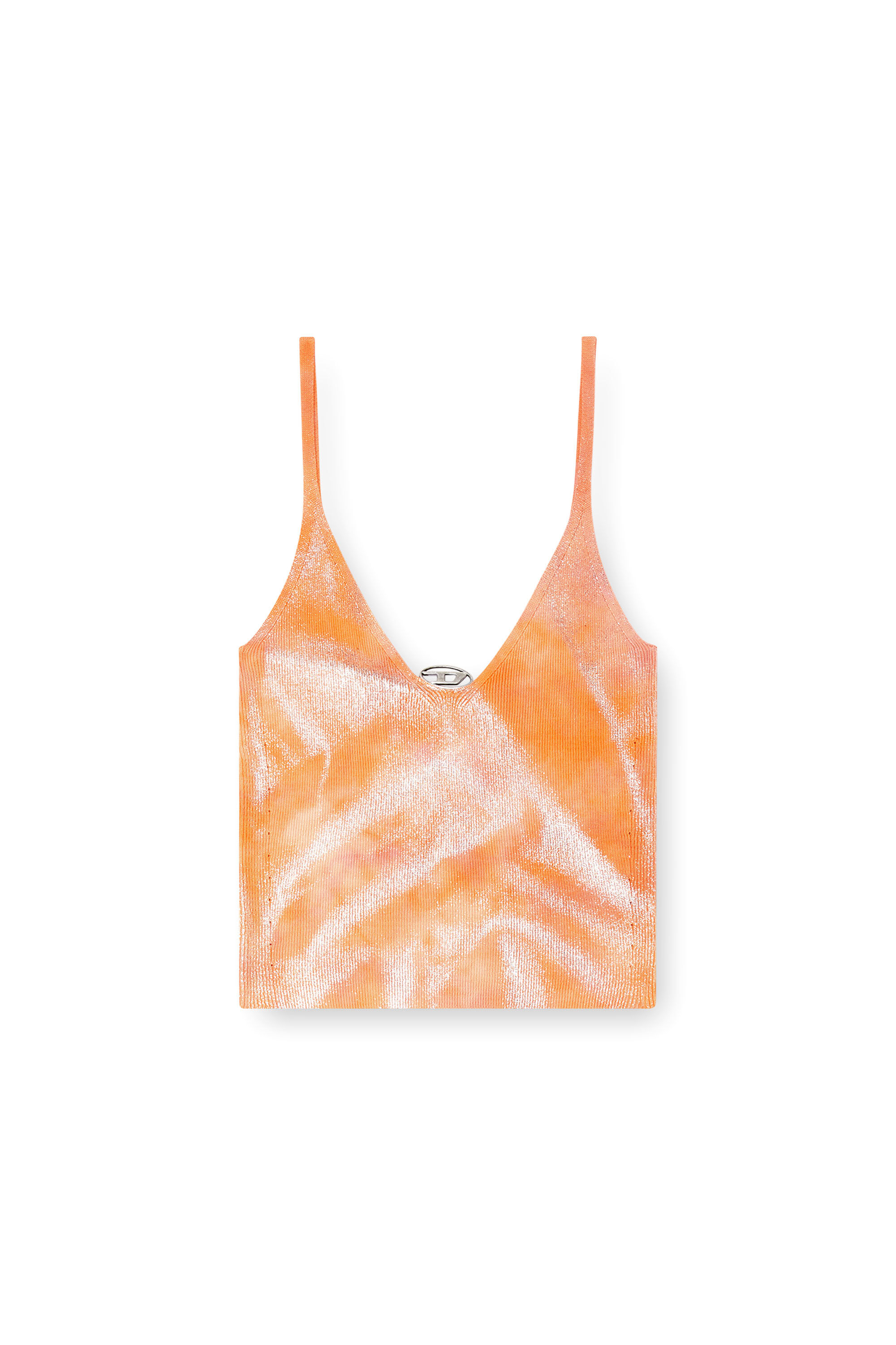 Diesel - M-ISMINA, Top cami de punto metalizado solarizado Mujer in Naranja - 2