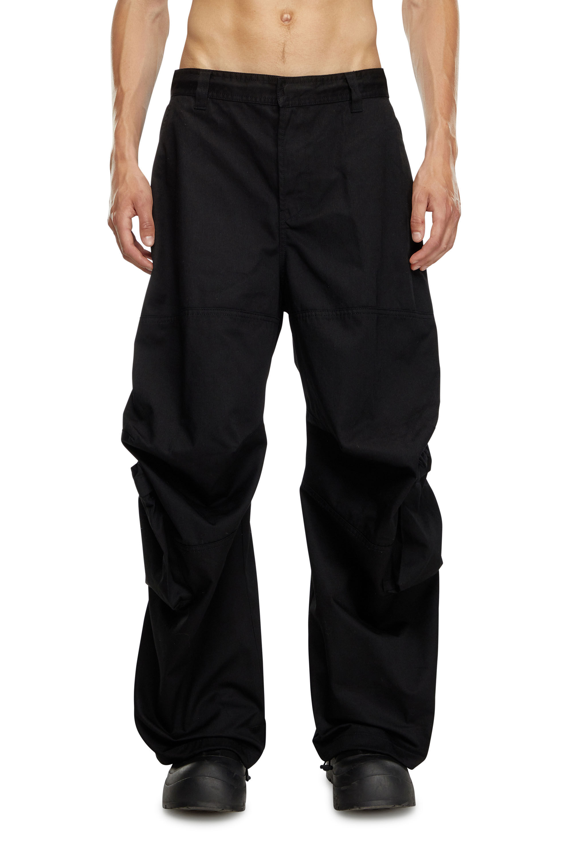 Diesel - P-ARNE-A, Hombre Pantalones cargo de sarga de algodón técnica in Negro - Image 3