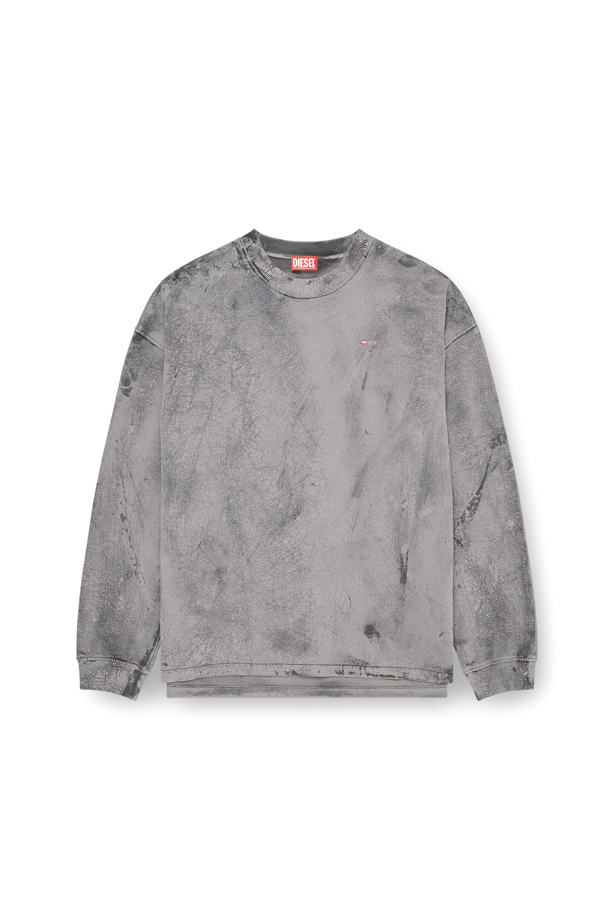 Diesel - S-BAXT-T1, Sudadera con efecto agrietado y logotipo micro Hombre in Gris - 2