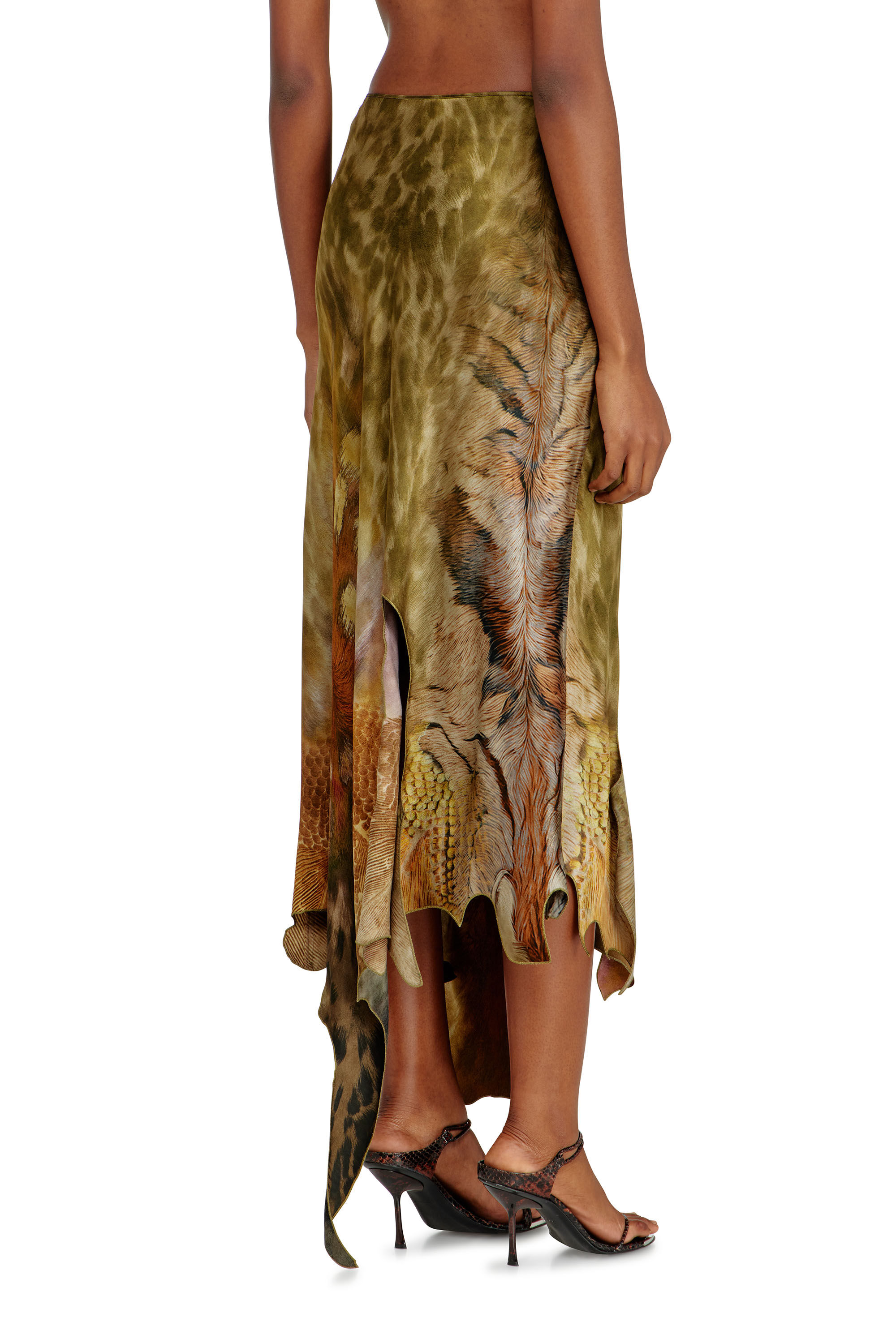 Diesel - O-TORN, Falda larga asim&eacute;trica de sat&eacute;n estampado Mujer in ToBeDefined - 4