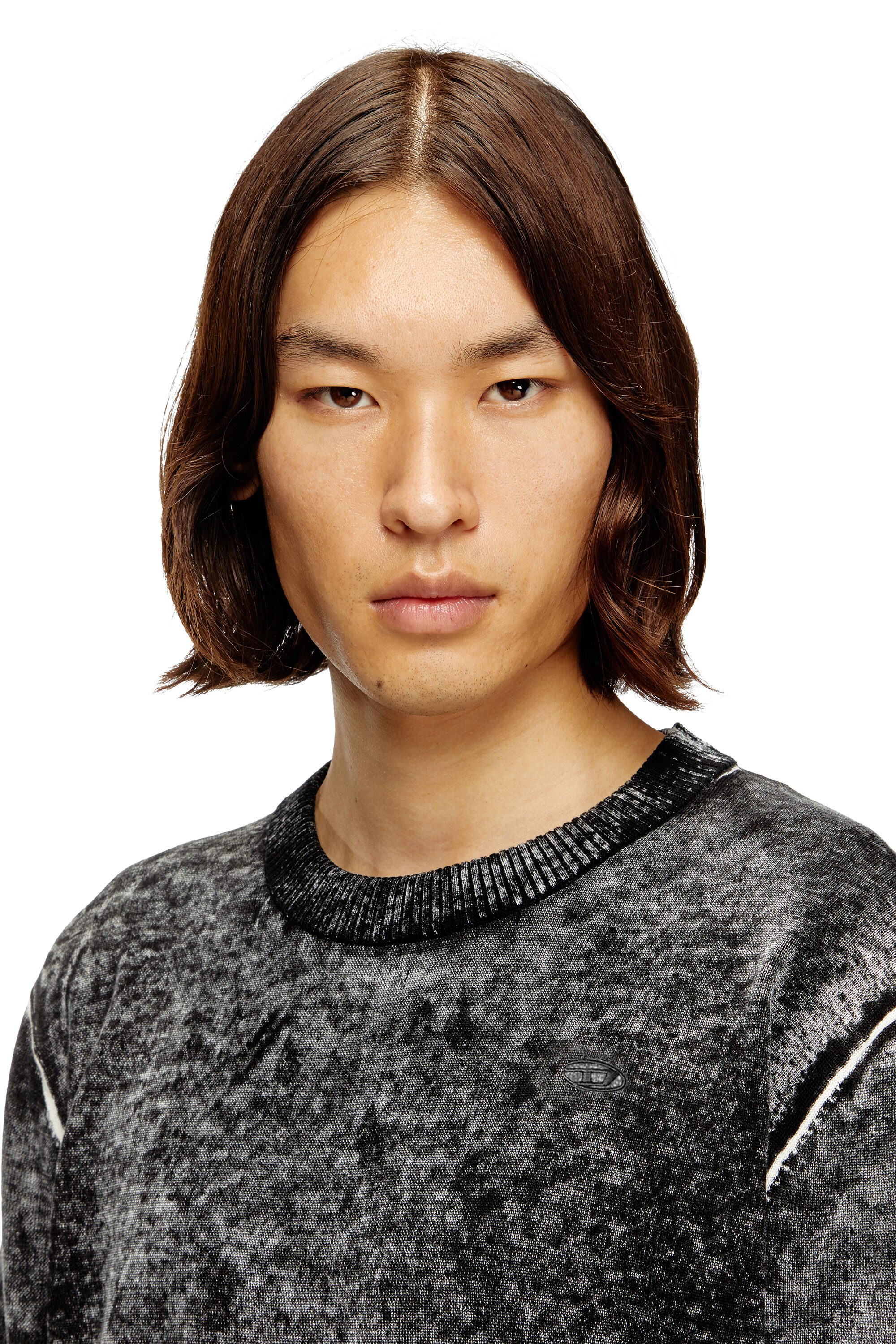 Diesel - K-LAURENT, Jersey con estampado inverso descolorido Hombre in Gris - 5