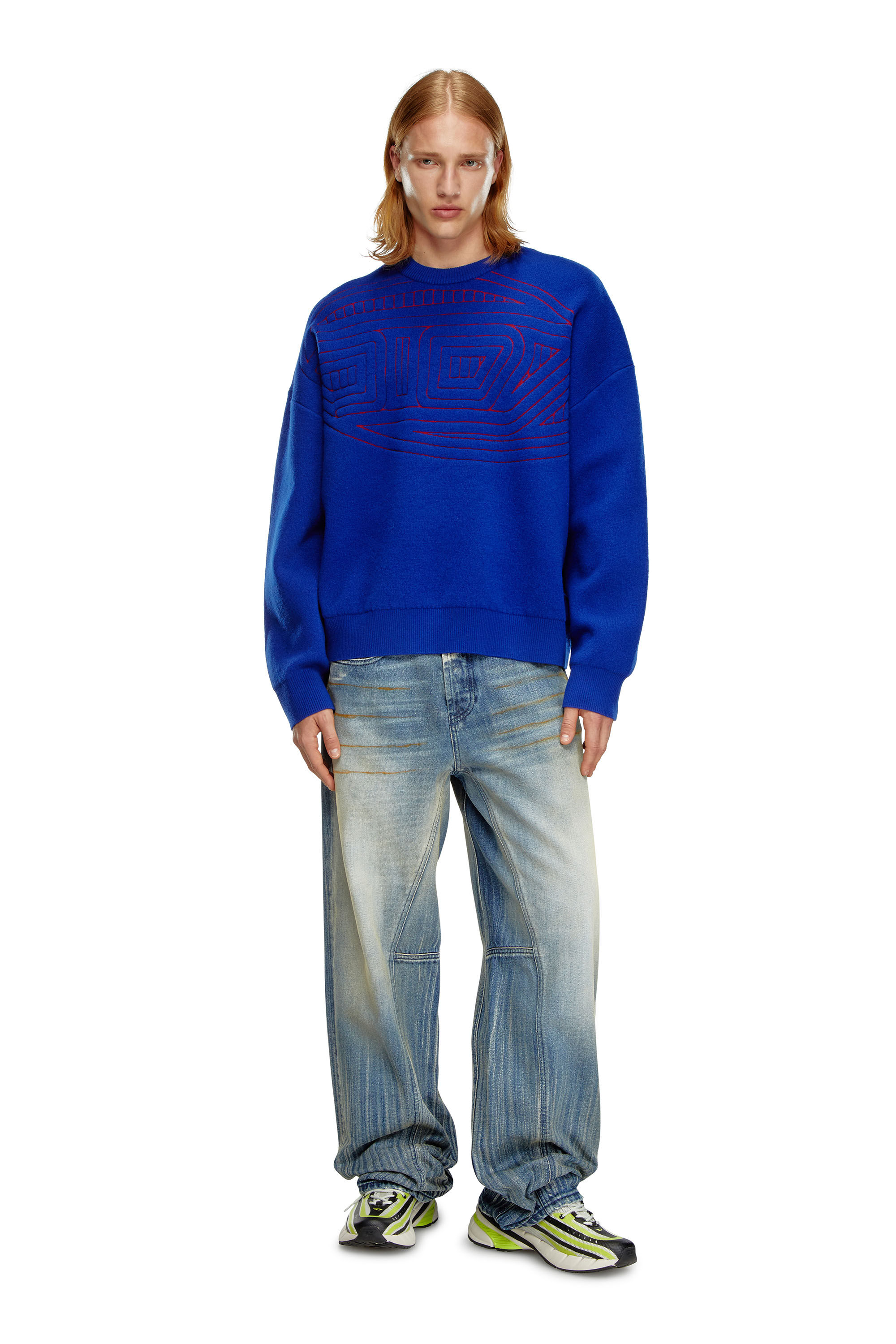 Diesel - K-RATIO, Hombre Jersey de mezcla de lana con logotipo gráfico in Azul marino - Image 1