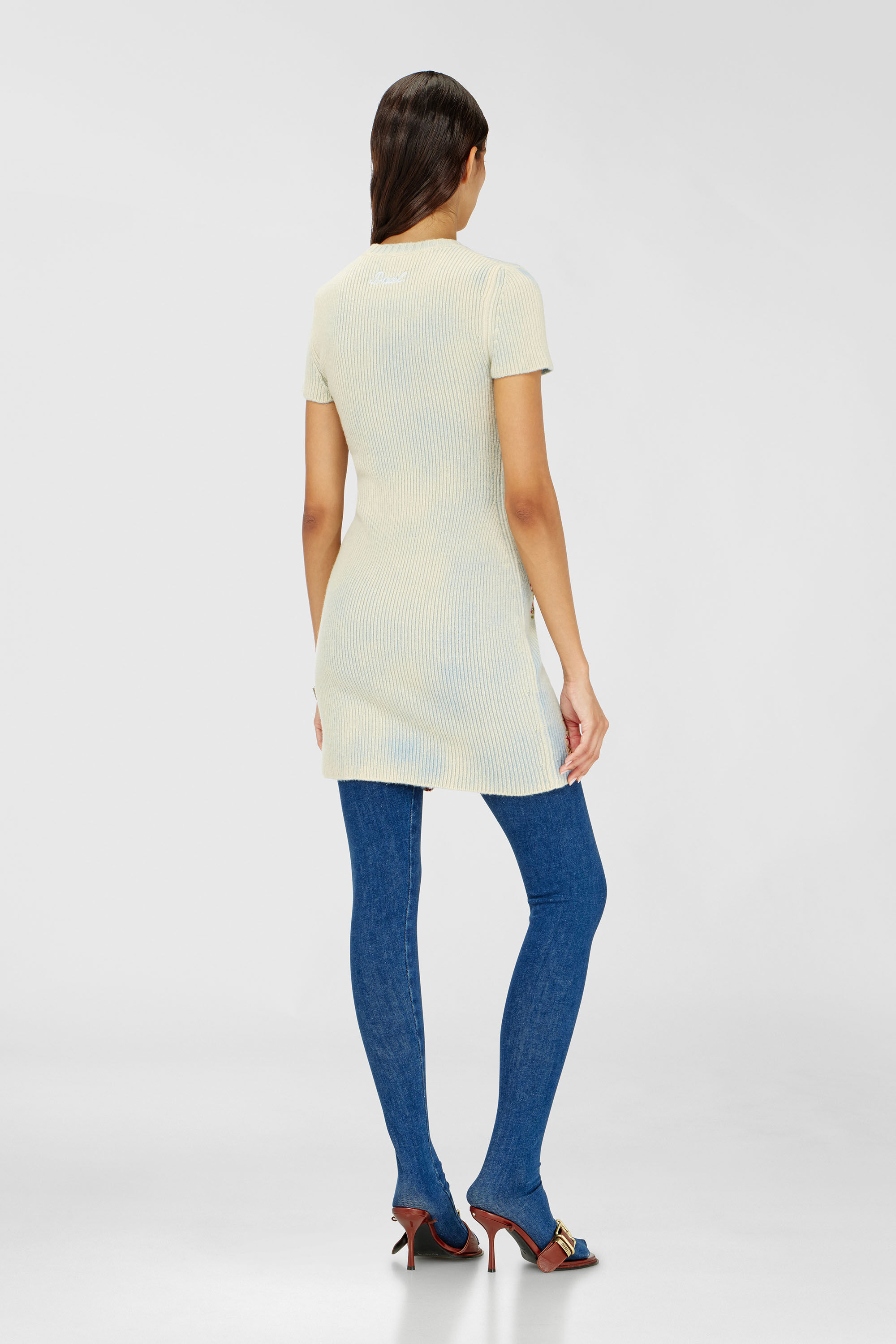 Diesel - M-RINNIE, Vestido corto de punto mezcla de lana con flores Mujer in Multicolor - 4