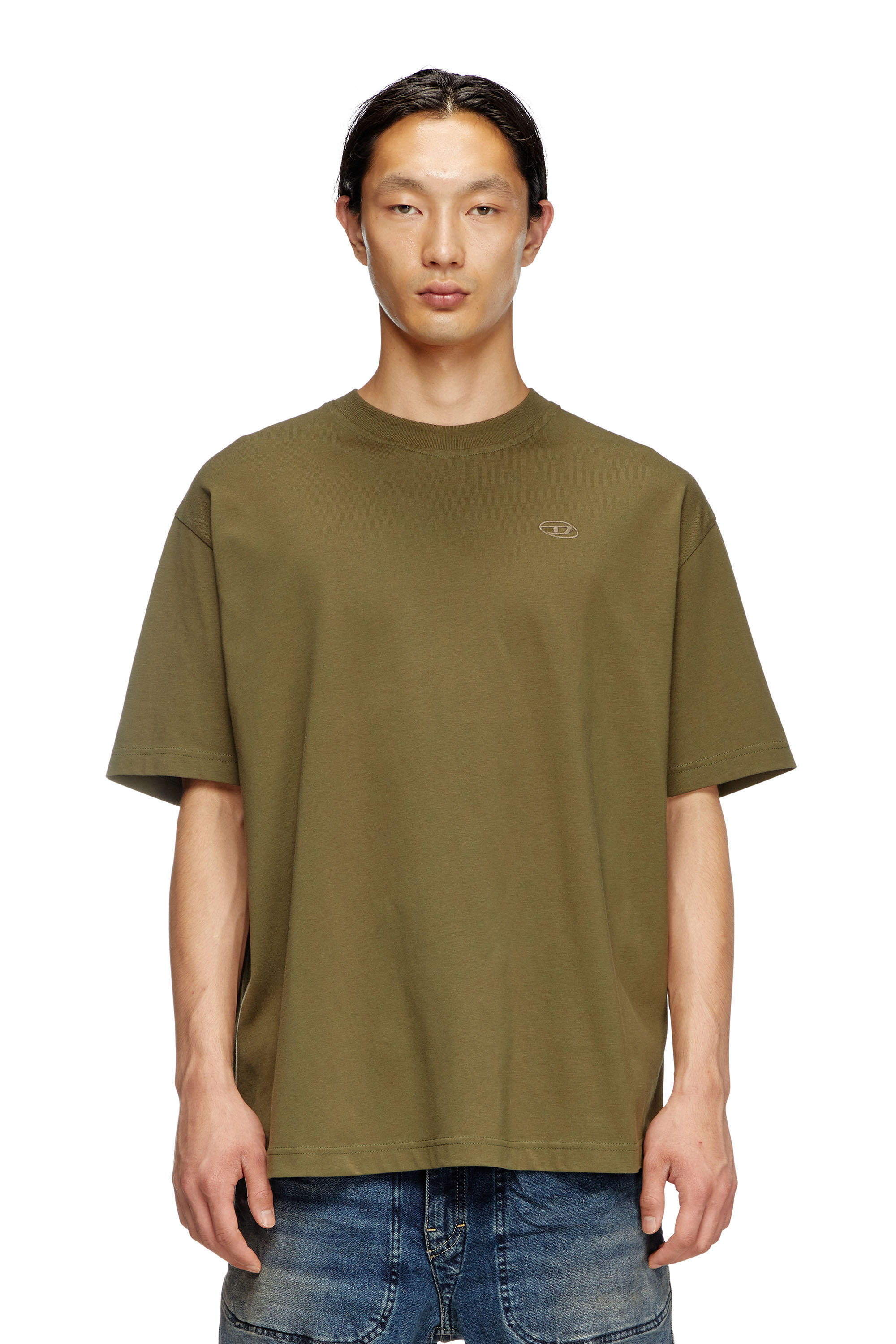 Diesel - T-BOGGY-MEGOVAL-D, Camiseta con bordado oval D grande Hombre in Verde - 3