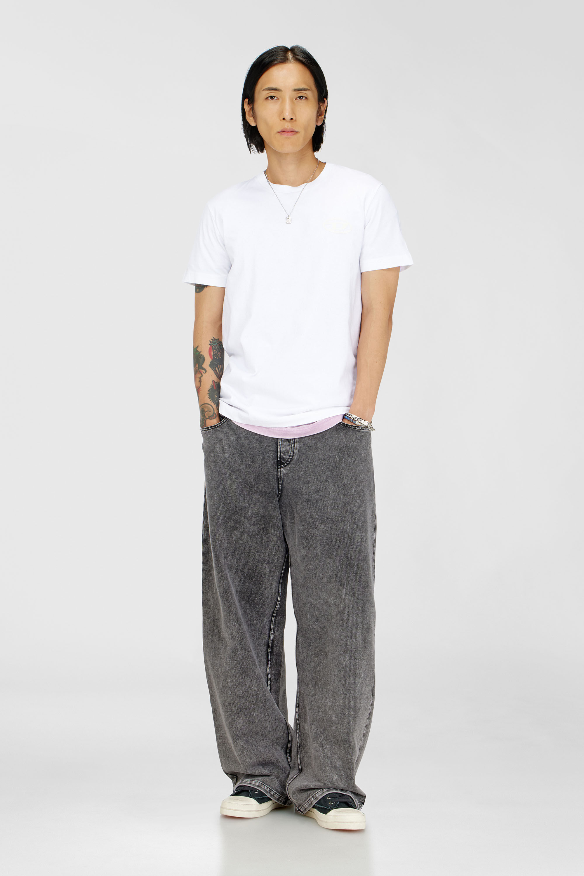 Diesel - T-DIEGO-T92, Camiseta de algod&oacute;n con logotipo Oval D Hombre in Blanco - 1