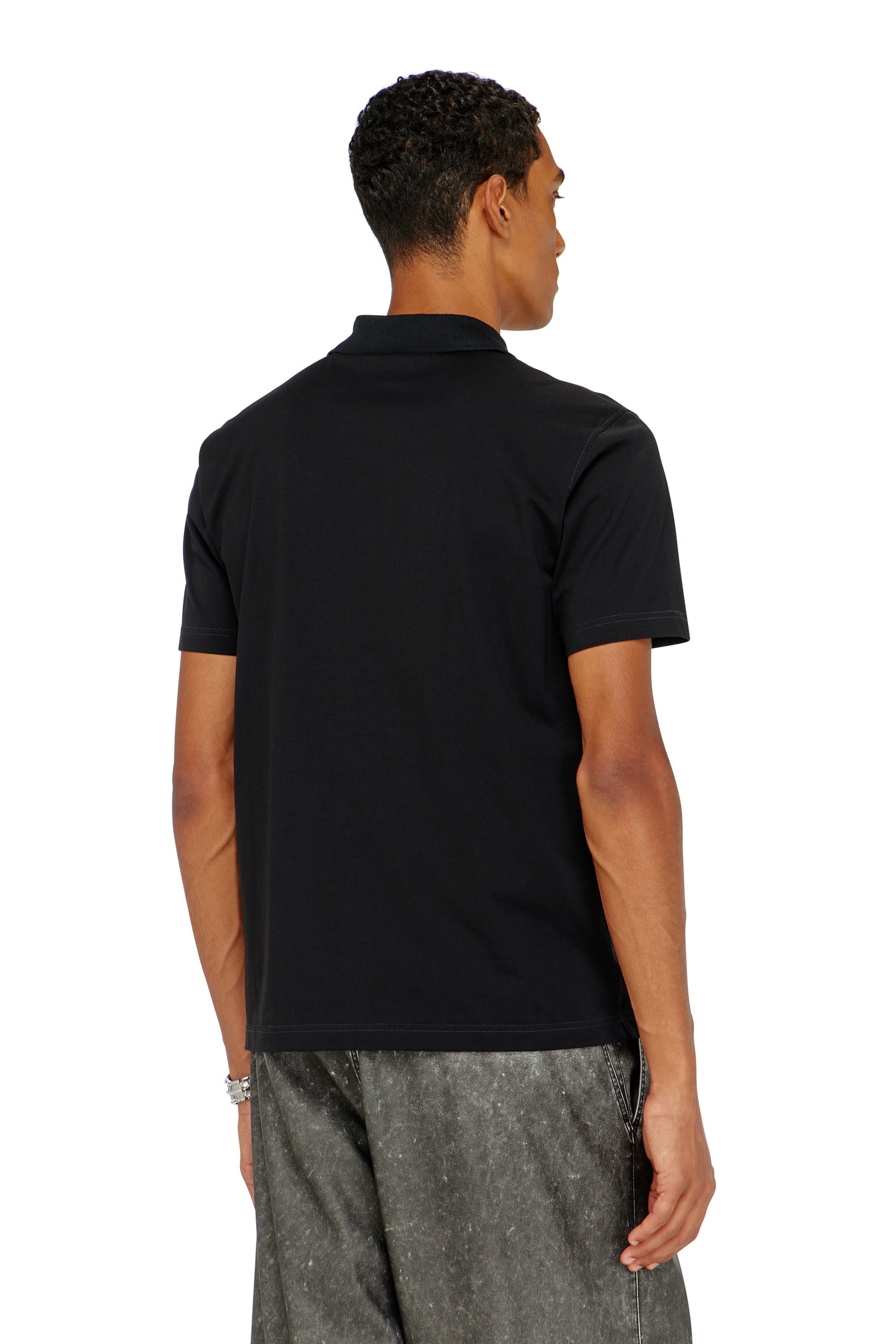 Diesel - T-REJUST-PIPING, Polo con ribetes en contraste Hombre in Negro - 4
