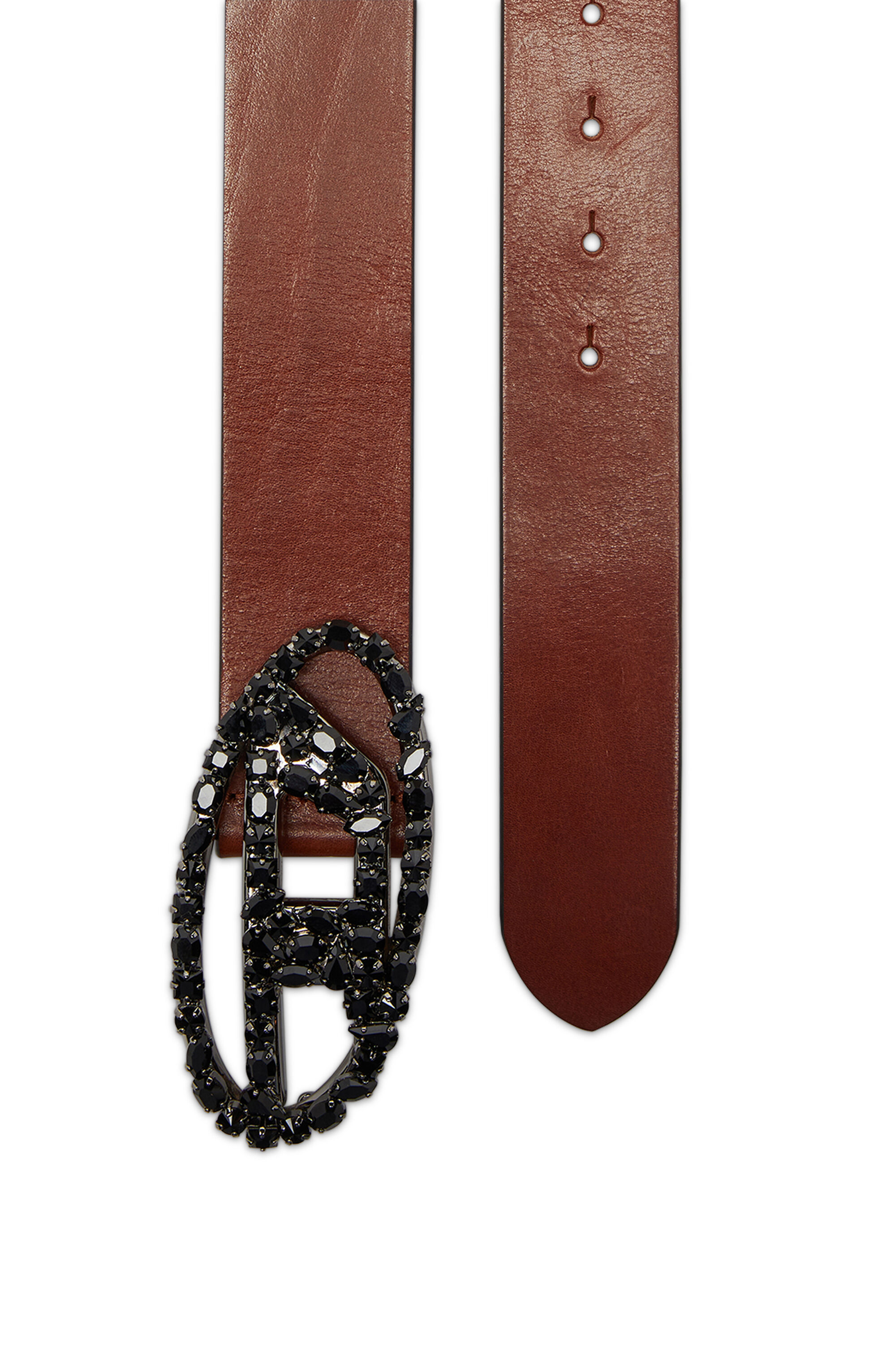 Diesel - B-1DR W-CROWN, Cinturón de cuero pull-up de 4 cm con hebilla de joya Mujer in Marrón - 2