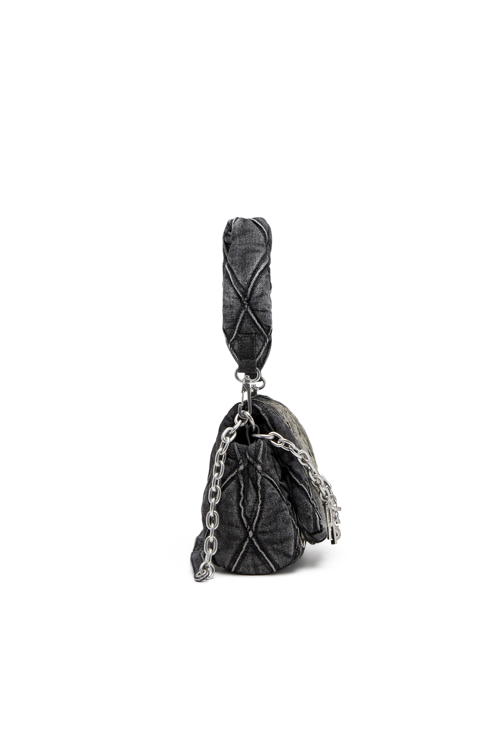 Diesel - CHARM-D SHOULDER S, Charm-D S-Bolso de hombro pequeño de denim acolchado Mujer in Negro - 4