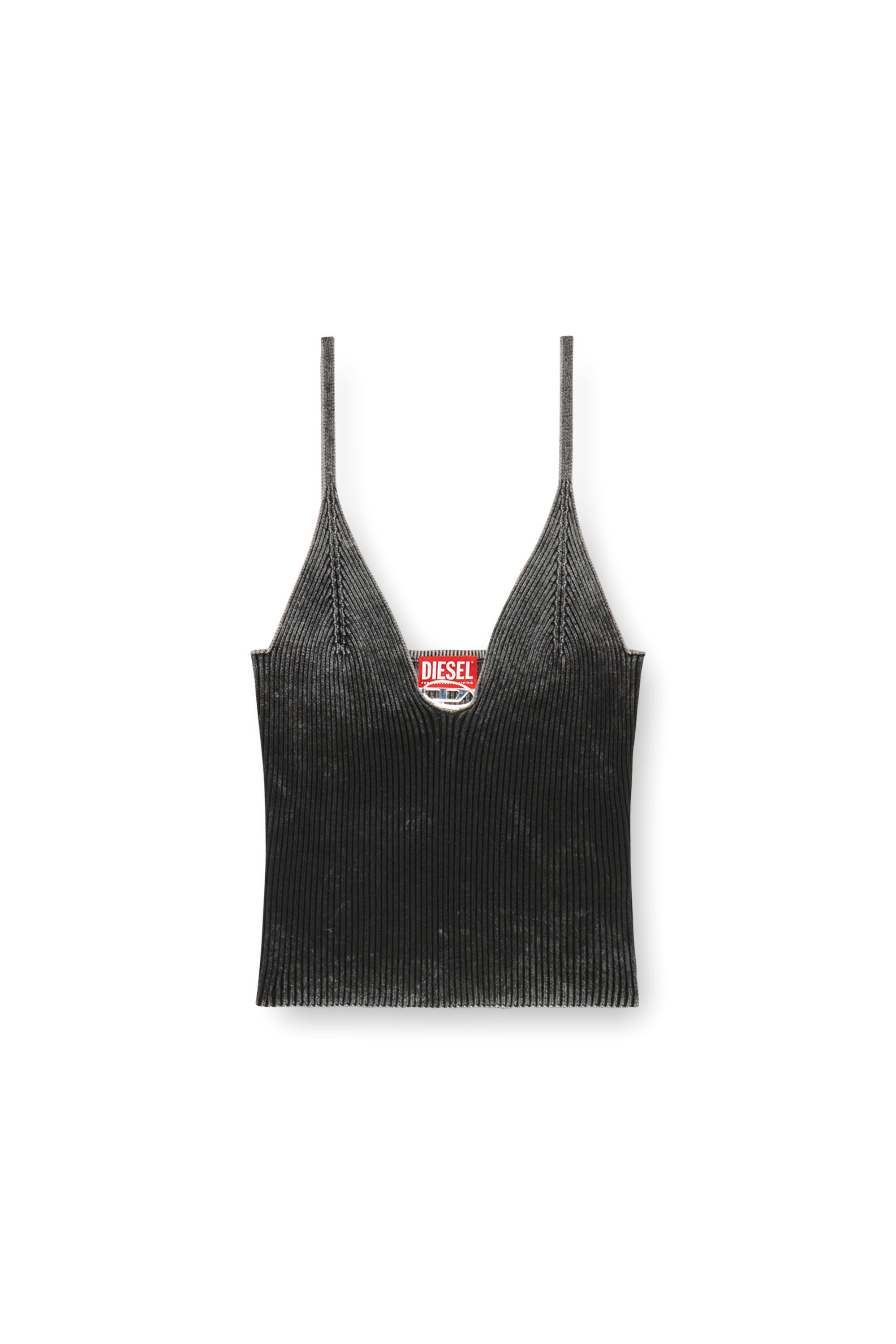 Diesel - M-LAILA, Mujer Camisola de tejido en canalé desteñido in Negro - Image 2