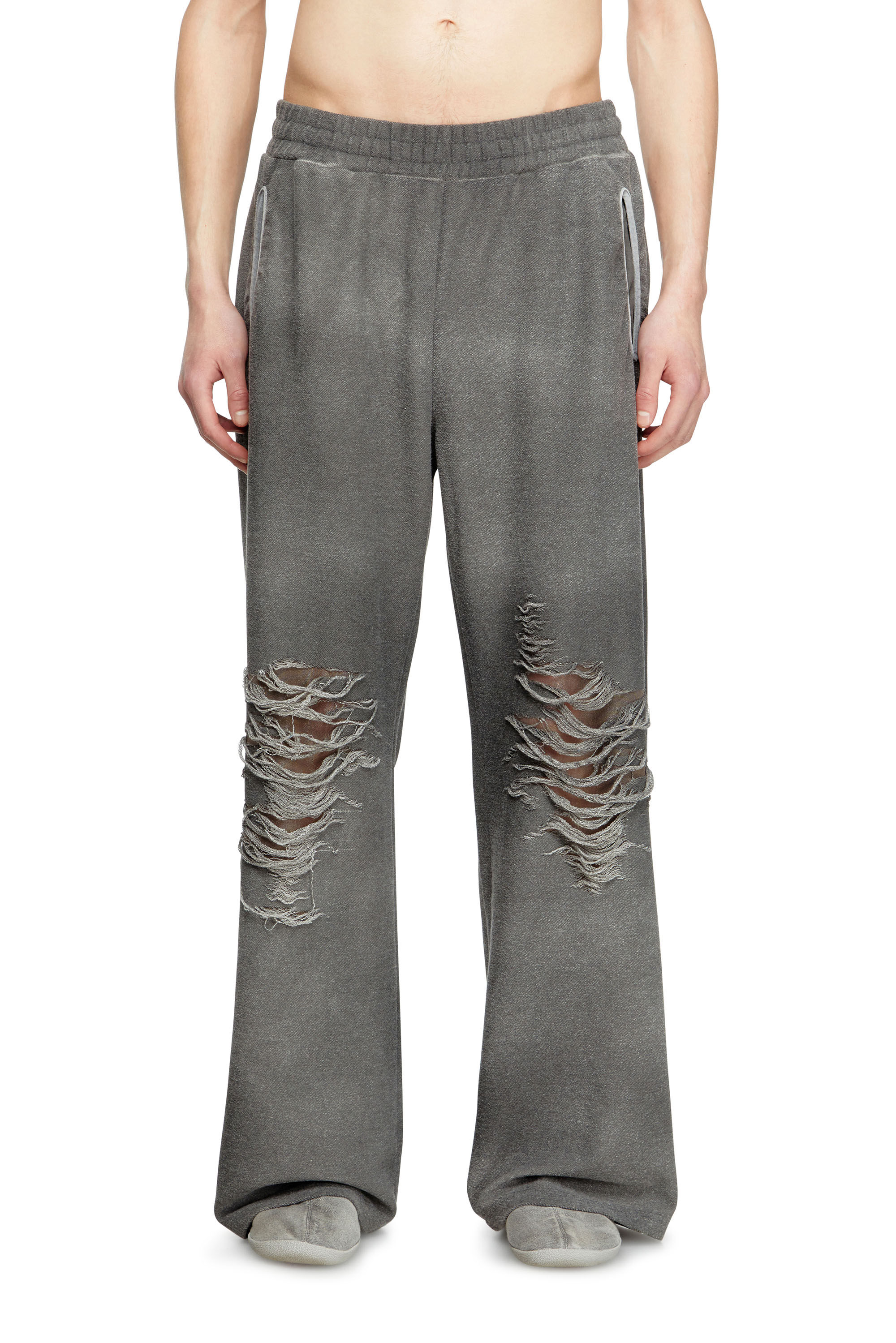 Diesel - P-PERCY, Man's Track pants with distressed front in Grey - 3