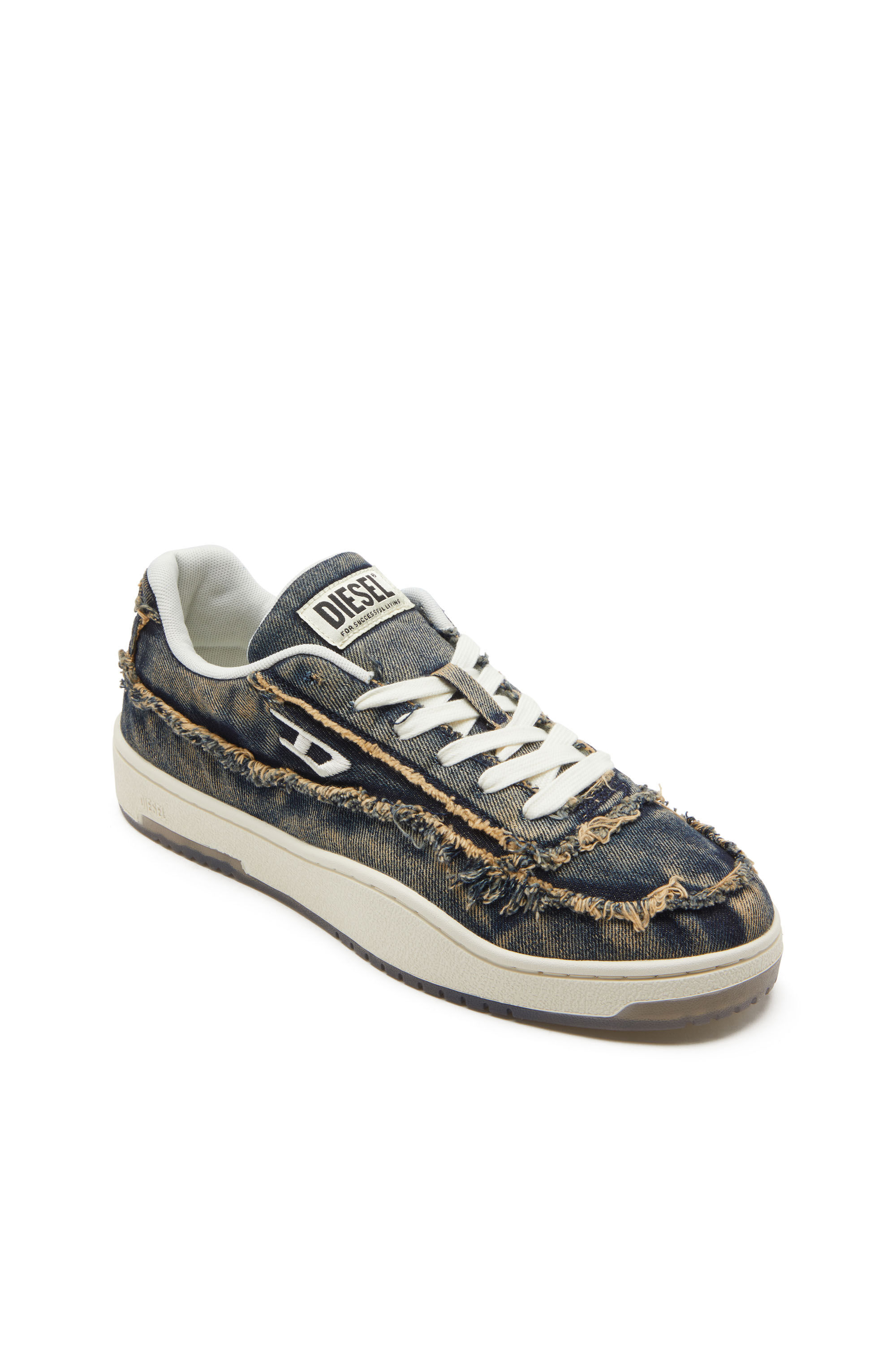 Diesel - S-TRACKER-D LOW, S-Tracker-D-Deportivas en denim deshilachado con suela transparente Hombre in Azul marino - 6