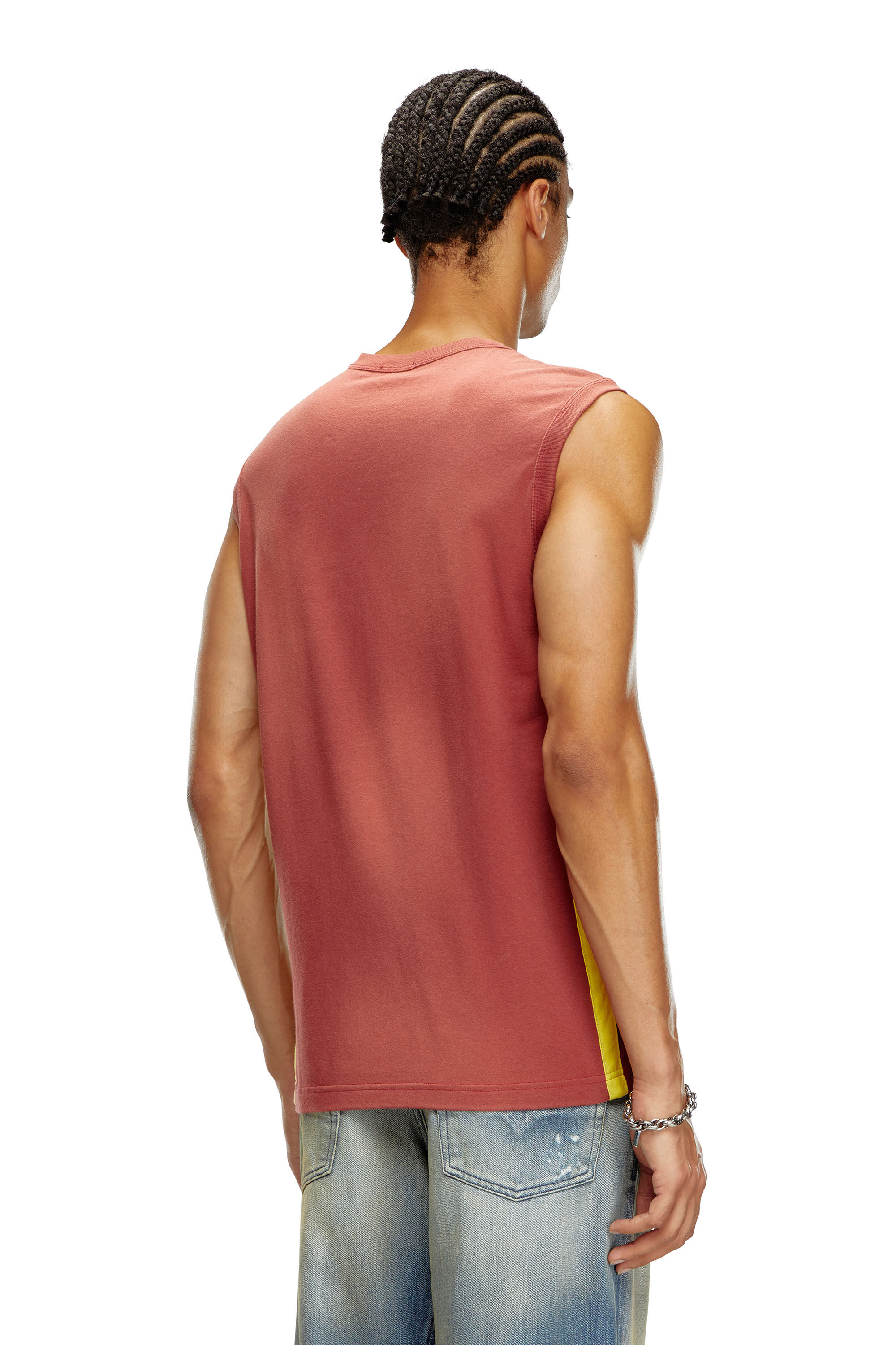 Diesel - T-BISCO-STRIPE, Hombre Camiseta sin mangas desteñida por el sol con bandas laterales in Rojo - Image 4