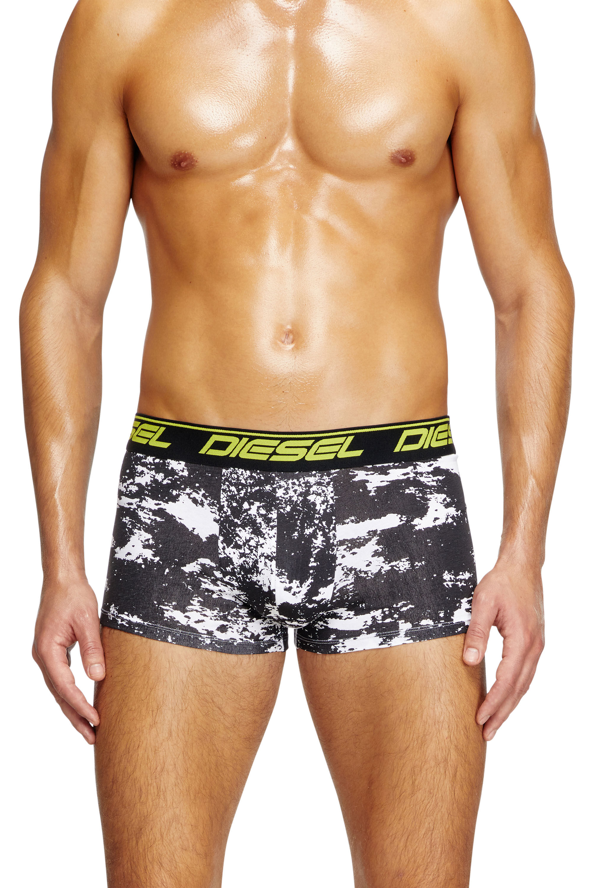 Diesel - UMBX-DAMIENTHREEPACK, Man's Three-pack cloudy-print boxer briefs in Black/Yellow - 3