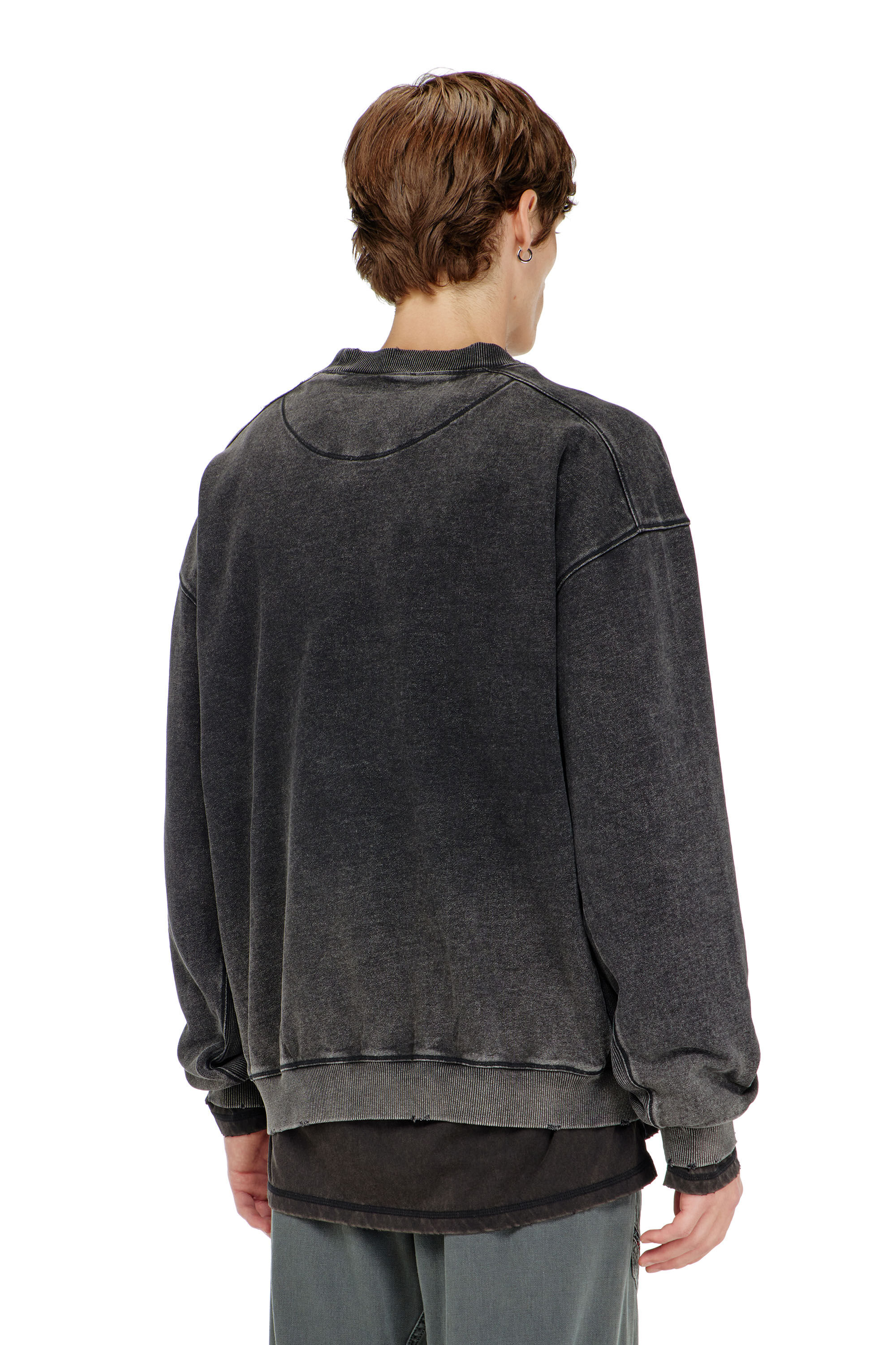 Diesel - S-CROX, Sudadera de algod&oacute;n con efecto desgastado Hombre in Gris - 4