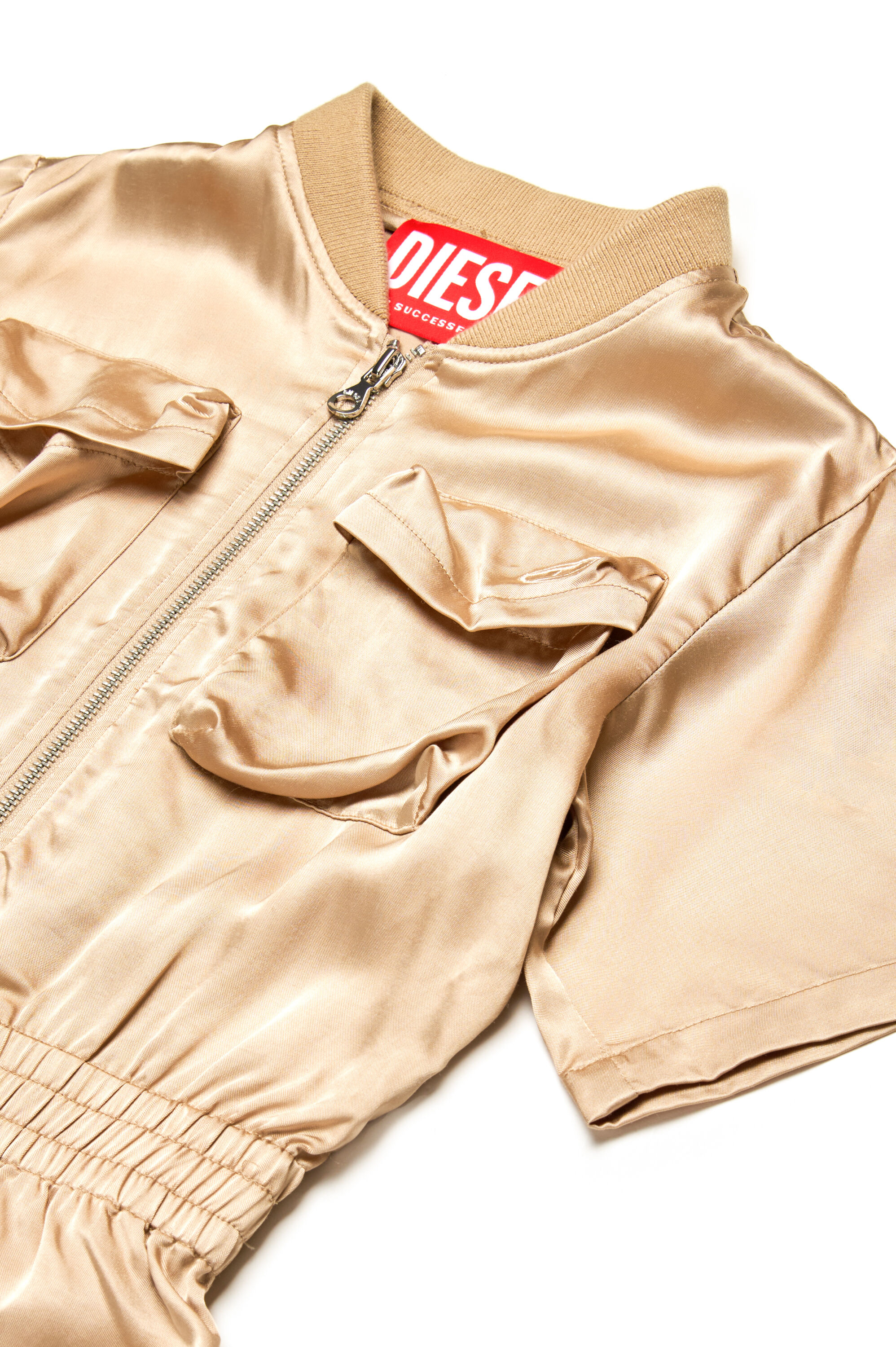 Diesel - JVENY, Mono multibolsillos en tejido brillante Mujer in Marrón - 3