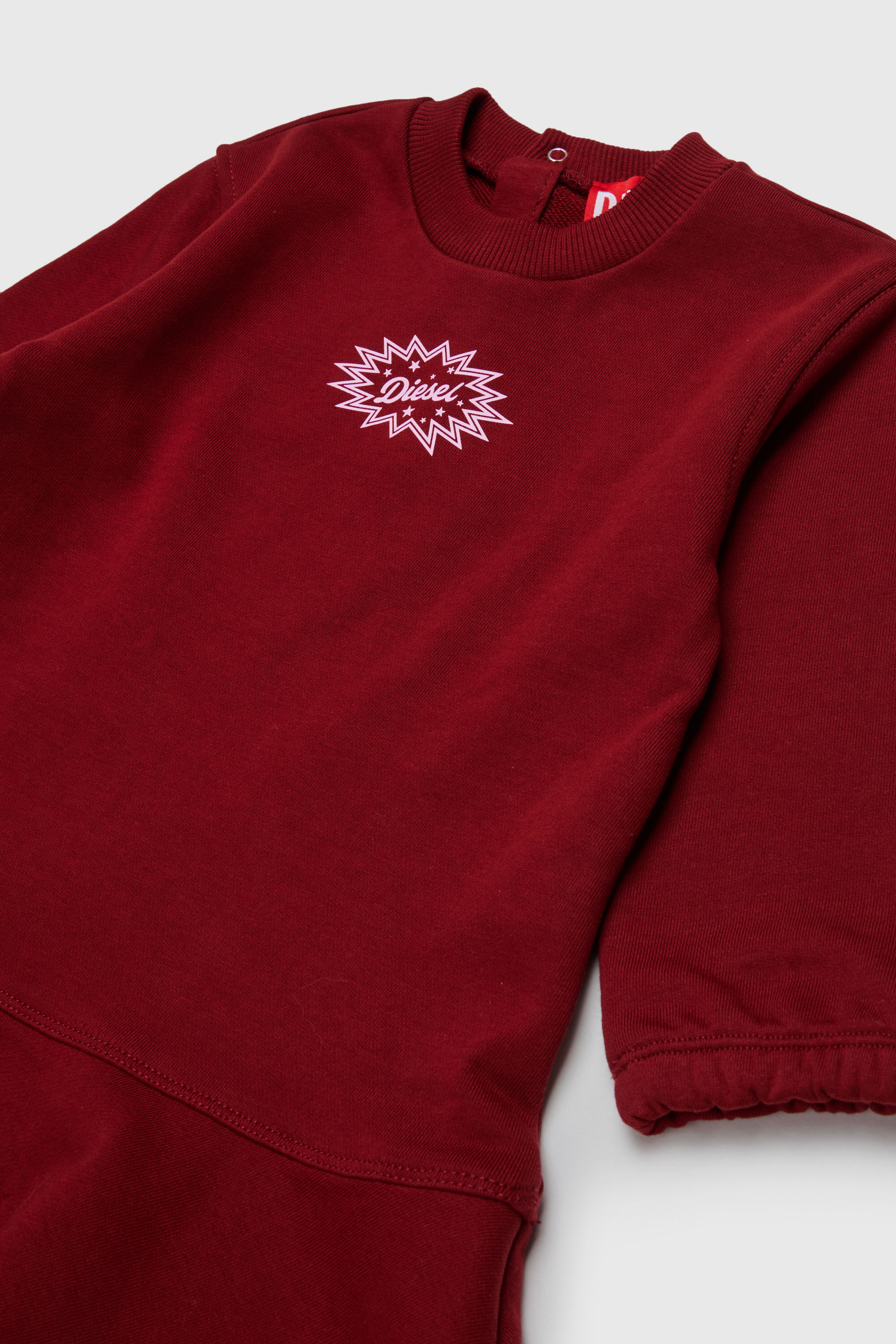 Diesel - DFUMB, Vestido sudadera con bajo de volantes Mujer in Rojo - 3