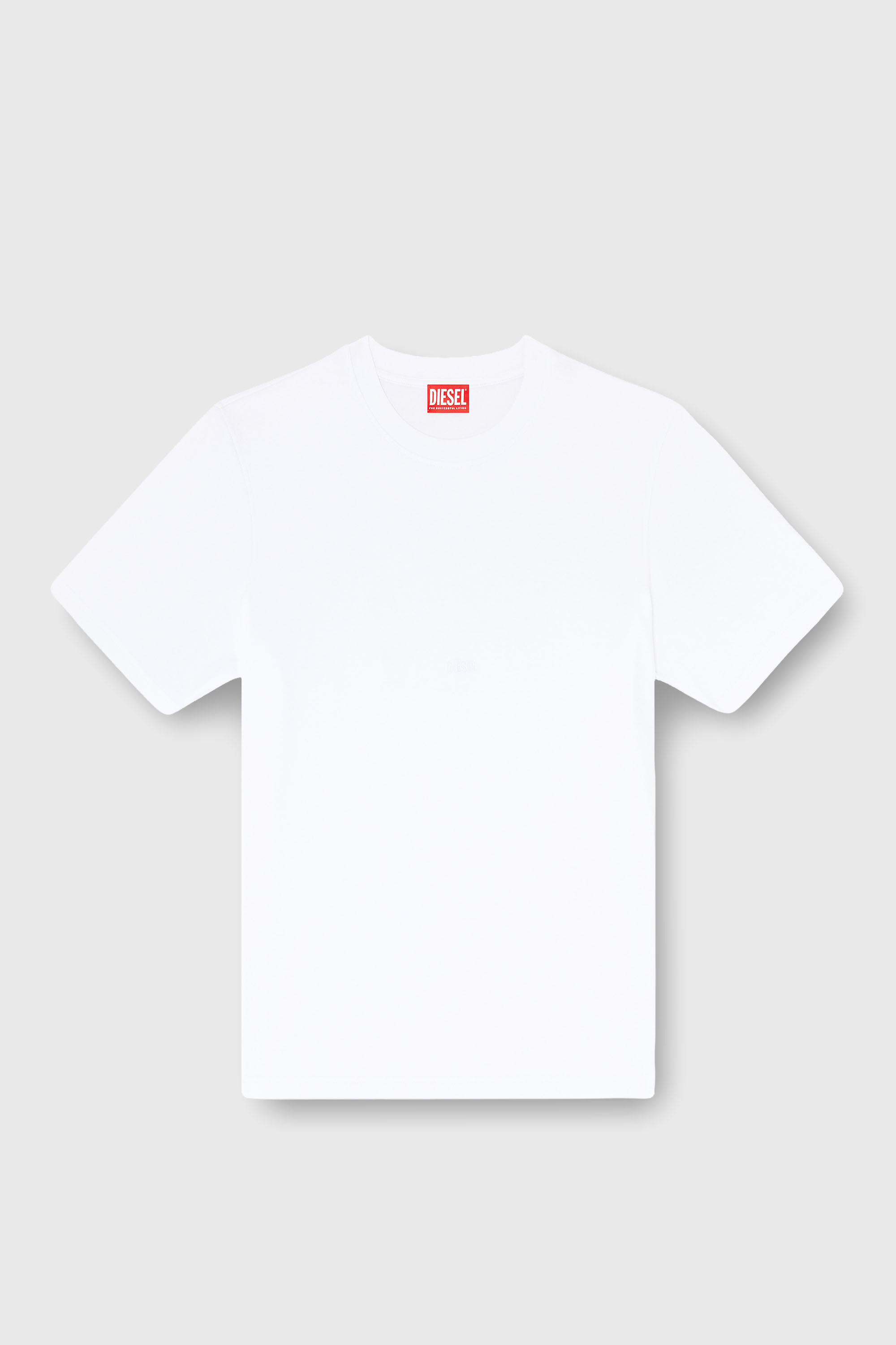 Diesel - T-ADJUST-AA2, Camiseta de interlock de algod&oacute;n con logo bordado Hombre in Blanco - 2