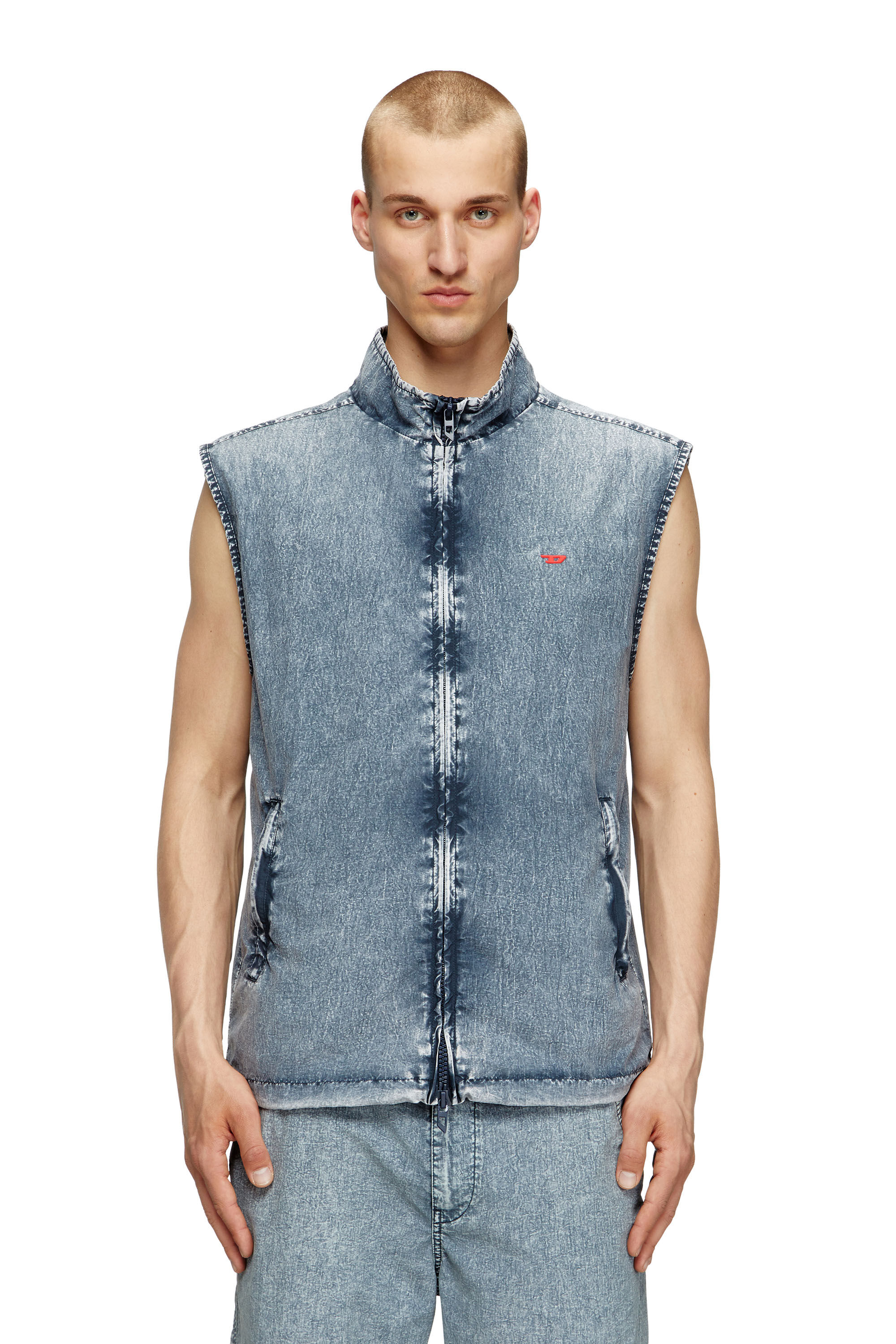 Diesel - J-ERB, Chaleco en taslan de nailon reciclado Hombre in Azul marino - 3