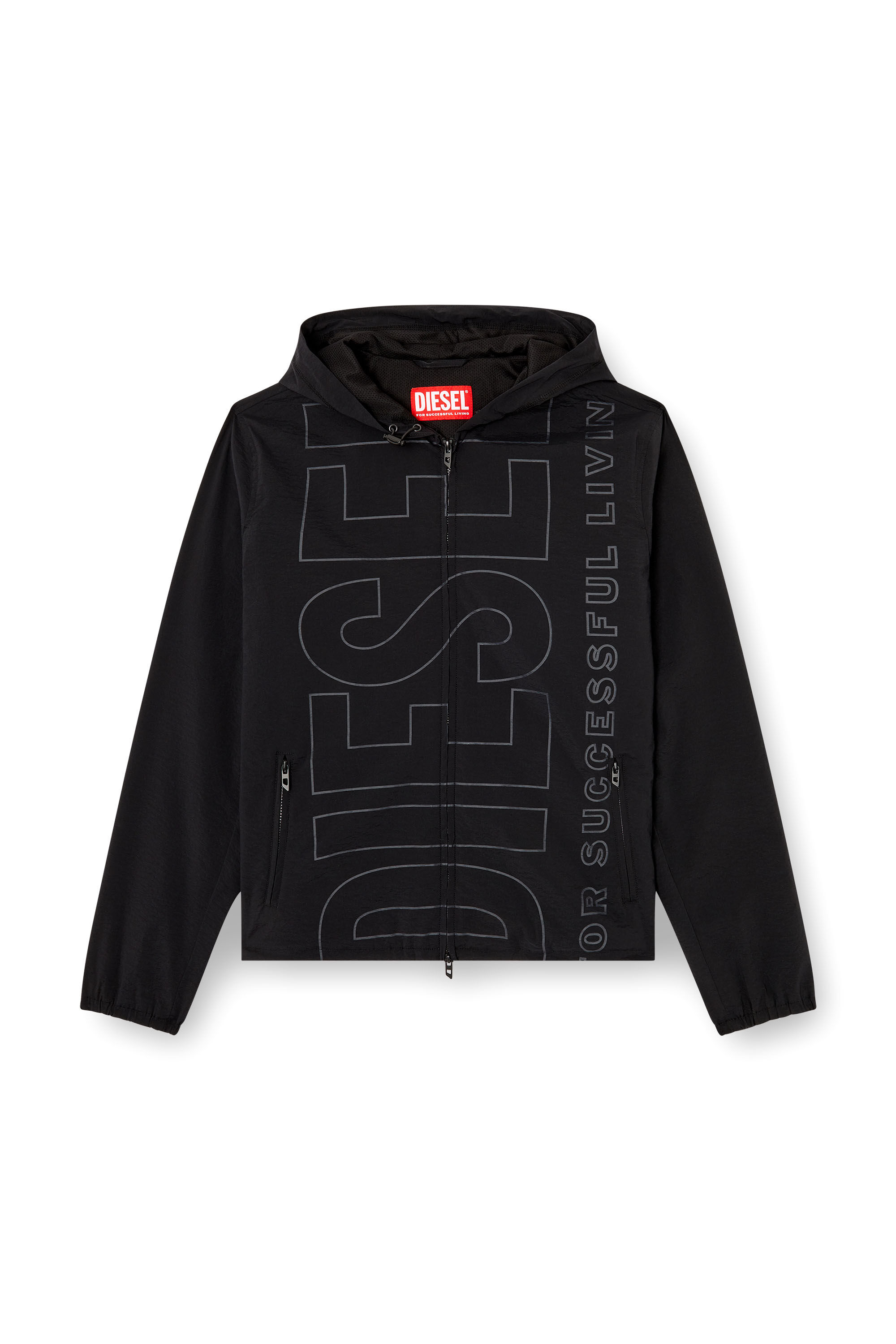 Diesel - J-ANDREW, Chaqueta de nailon con logotipo de contorno Hombre in Negro - 5