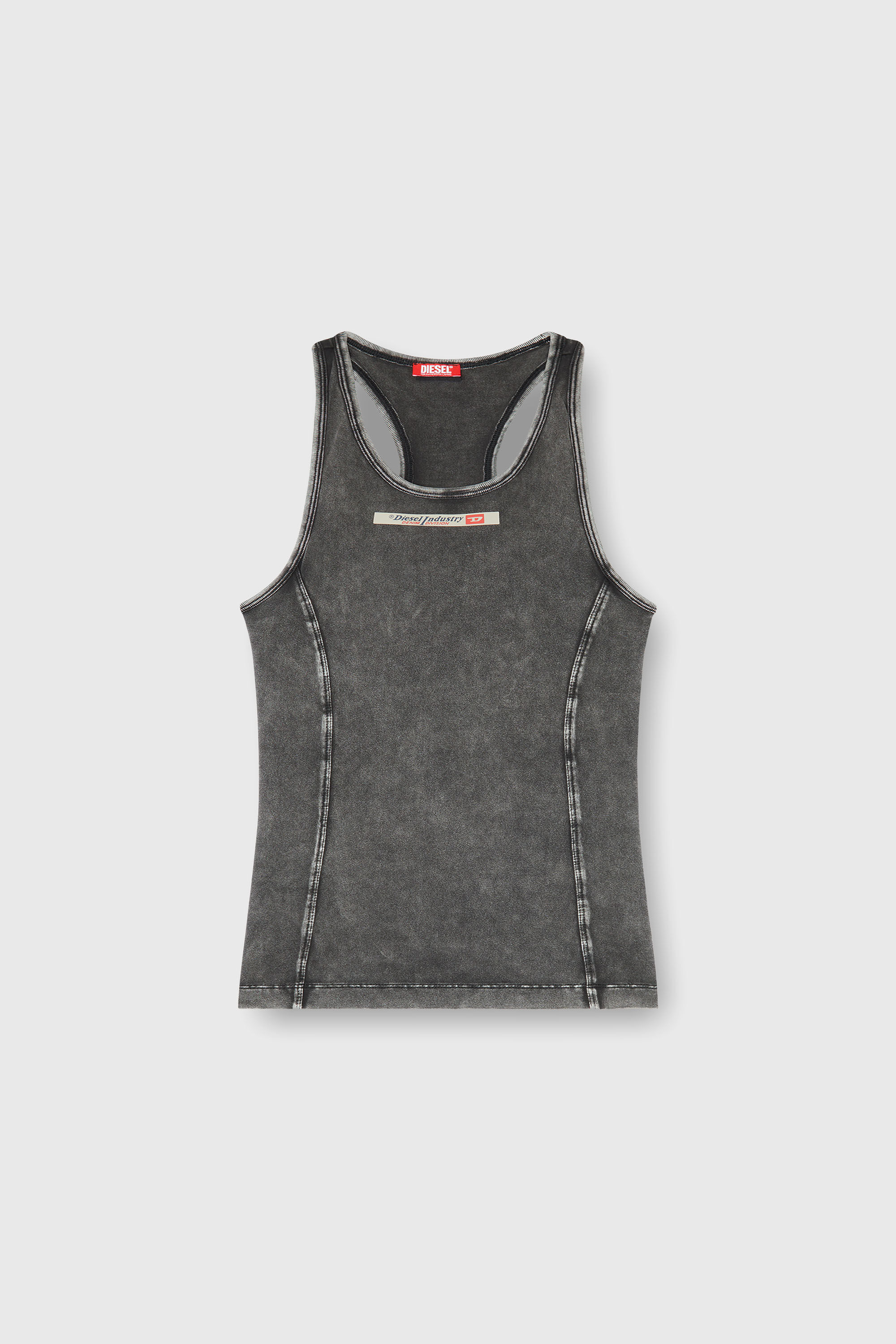 Diesel - IRENE-DNM, Camiseta de algod&oacute;n con efecto tratado Mujer in Gris - 2