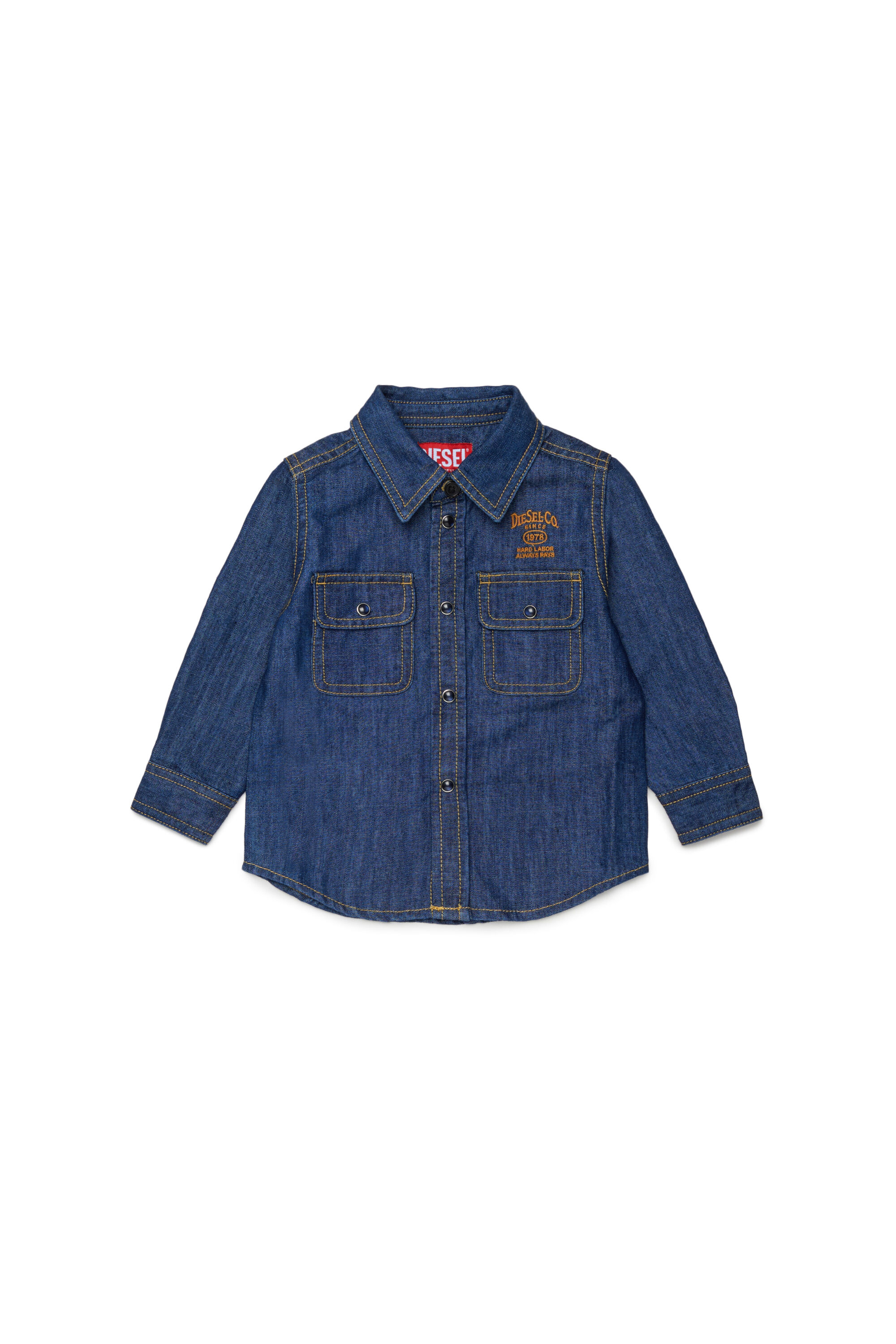 Diesel - CARTOB, Camisa vaquera con bordado de logo Hombre in Azul marino - 1