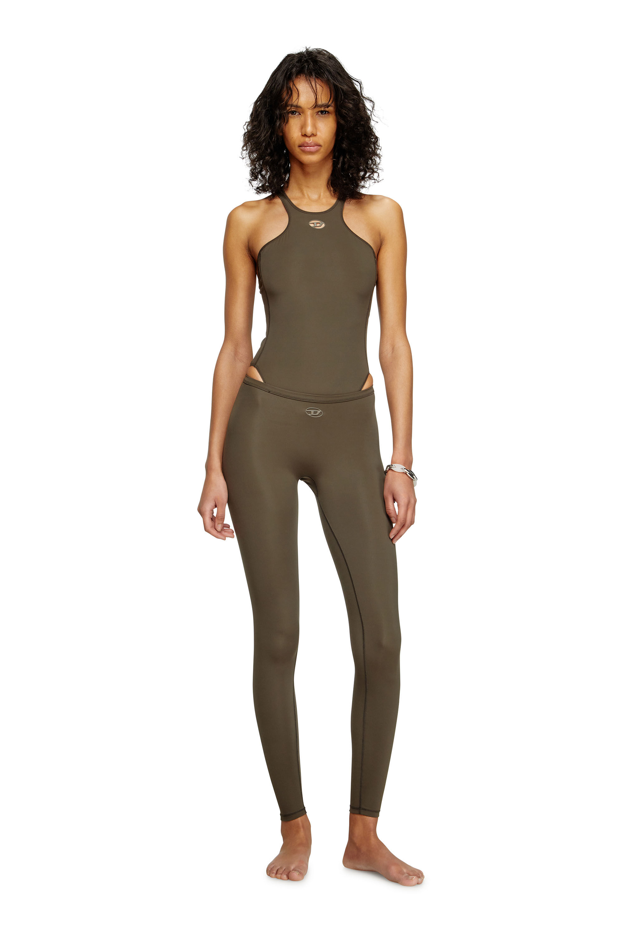Diesel - MINA-UTLT, Leggings de nailon elástico Mujer in Marrón - 1