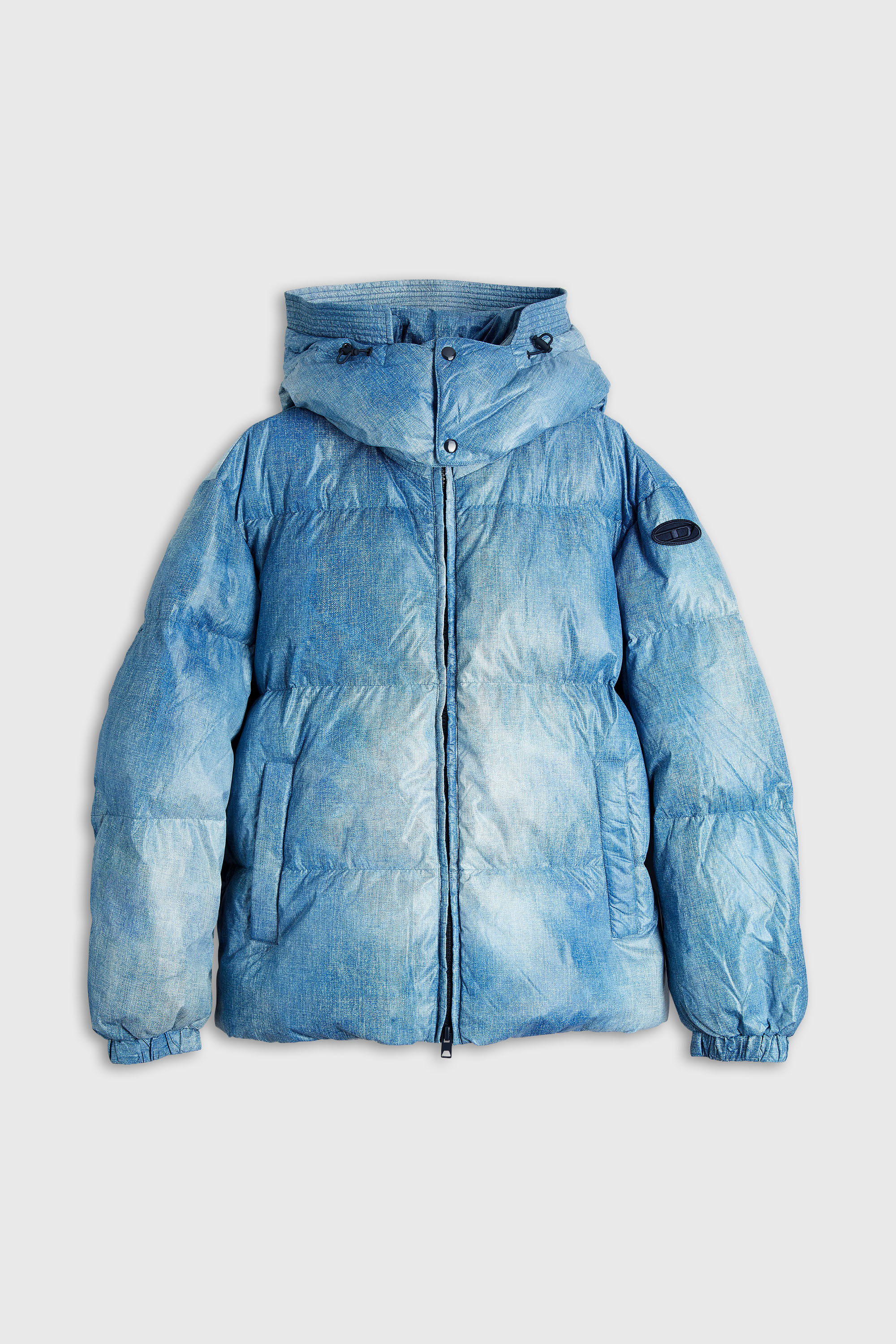 Diesel - W-ROLLY-WRD-BFBN, Chaqueta con capucha y estampado efecto denim Hombre in Azul marino - 2