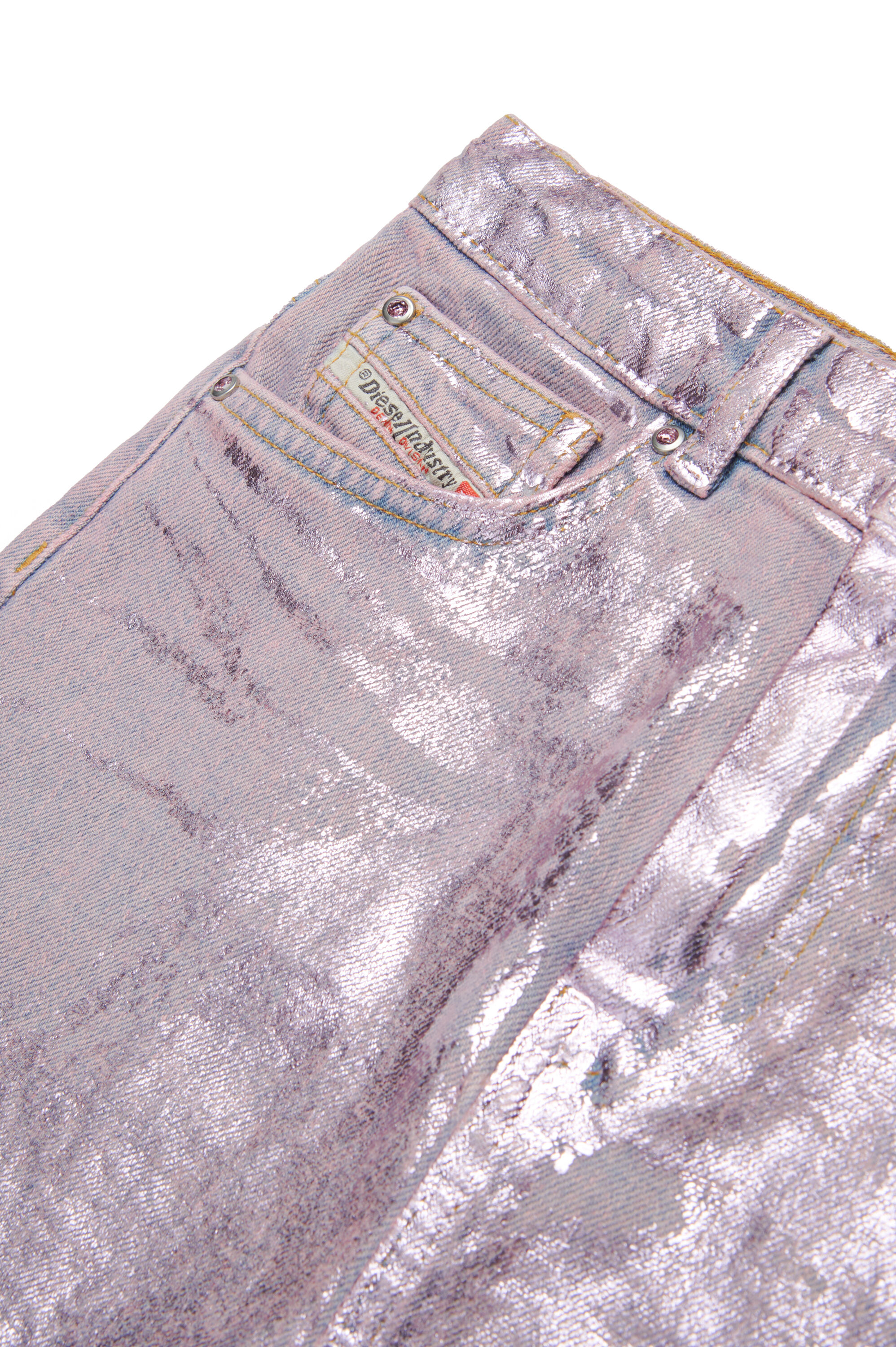 Diesel - GIANNA, Falda corta de denim metalizado Mujer in Morado - 4